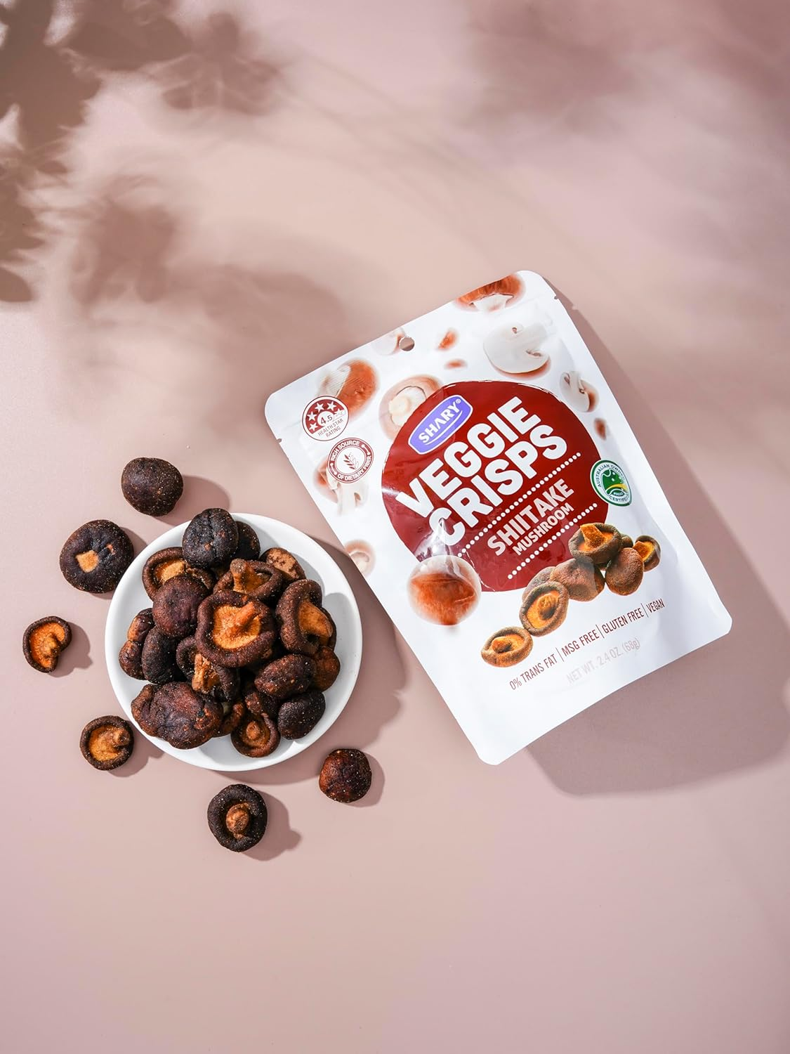 Shary Shiitake Mushroom Crisps, Bulk Pack (6 X 68G) &ndash; Crunchy, Savoury, Vegan, Gluten-Free Snack image number 3