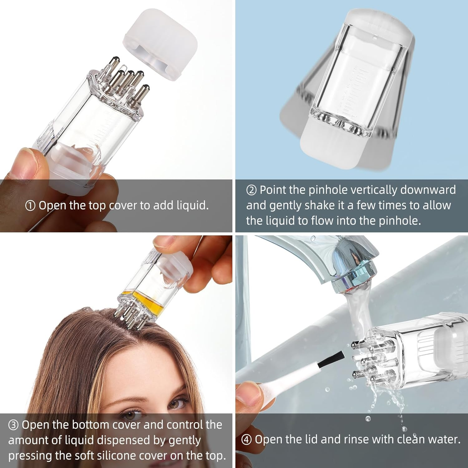 2 Pcs Hair Oiling Applicator, Quick and Efficient Hair Oil Dispenser Brush Root Comb Applicator Bottle for Hair Oil Scalp Applicator Comb Massager for Hair Oil and Thin Hair Serums image number 1