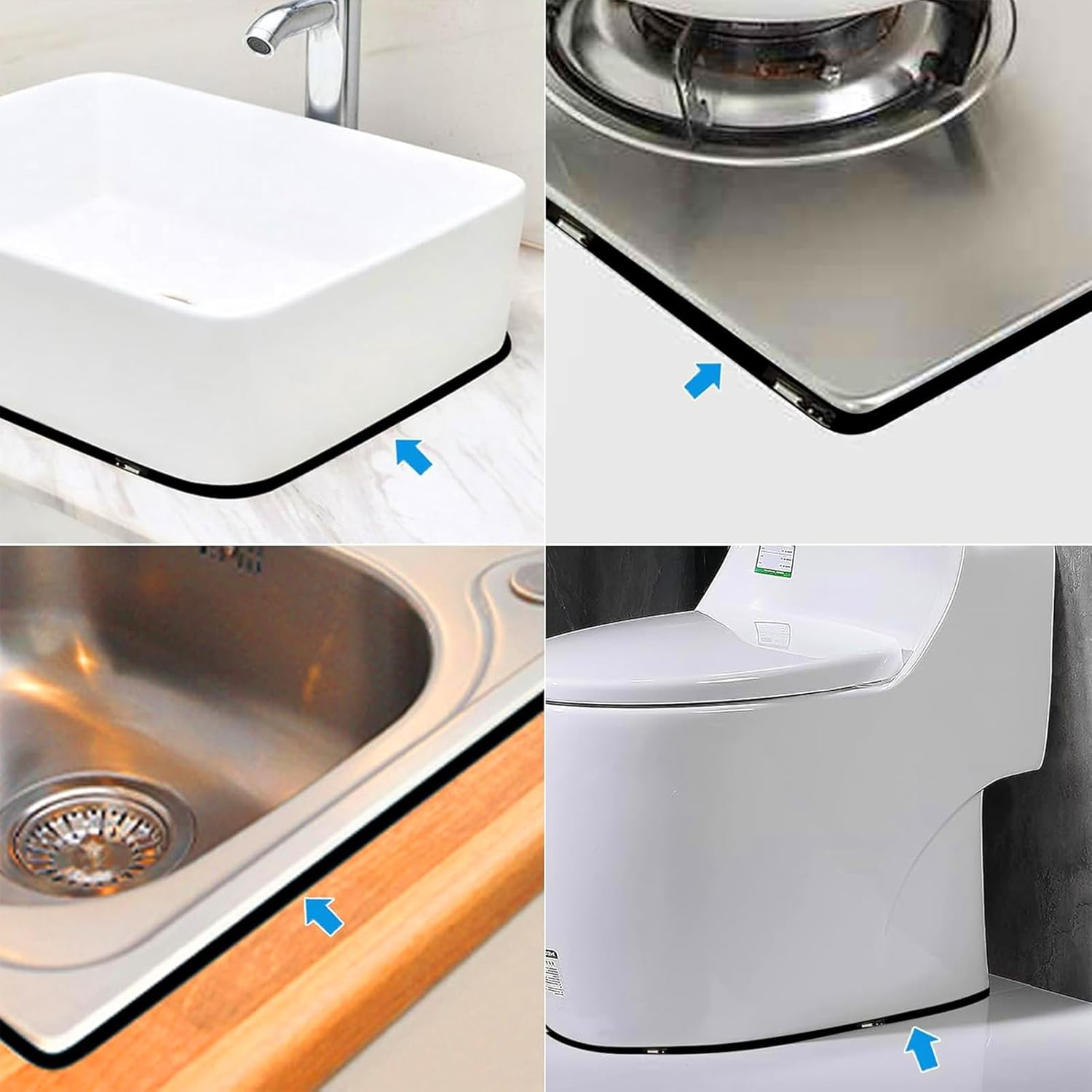 KEQKEV Ceiling Molding Peel and Stick, Flexible Trim Self Adhesive Caulk Strip for Stove, Sink, Toilet, Tile Edge, Wall Corner, Baseboard, Floor (Black) image number 5