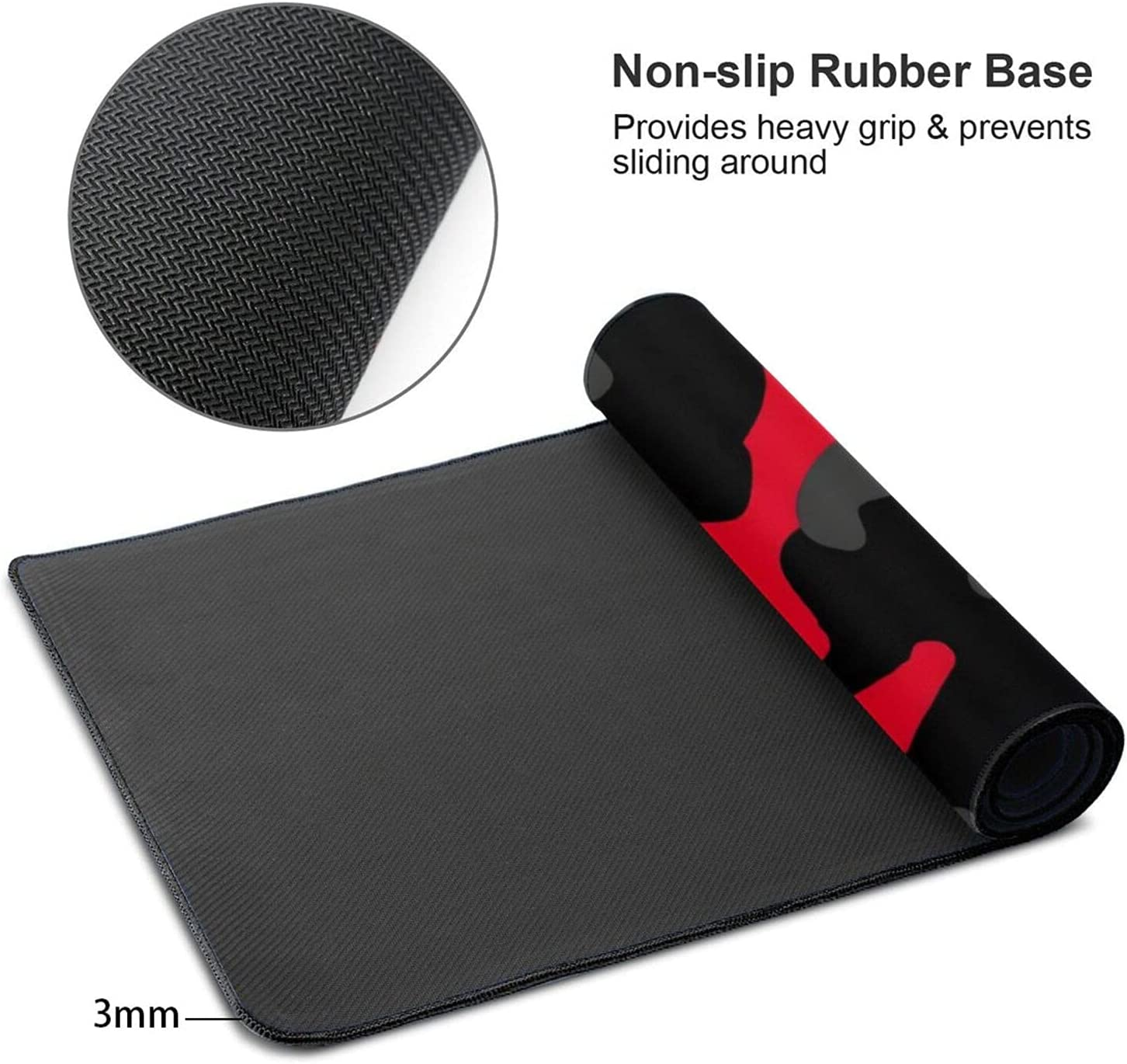 Red and Black Gaming Mouse Pad Large XL Desk Mat Camo Camouflage Long Extended Pads Big Mousepad Home Office Decor Accessories for Computer Pc Laptop - White And Black Cow Print Skin image number 4