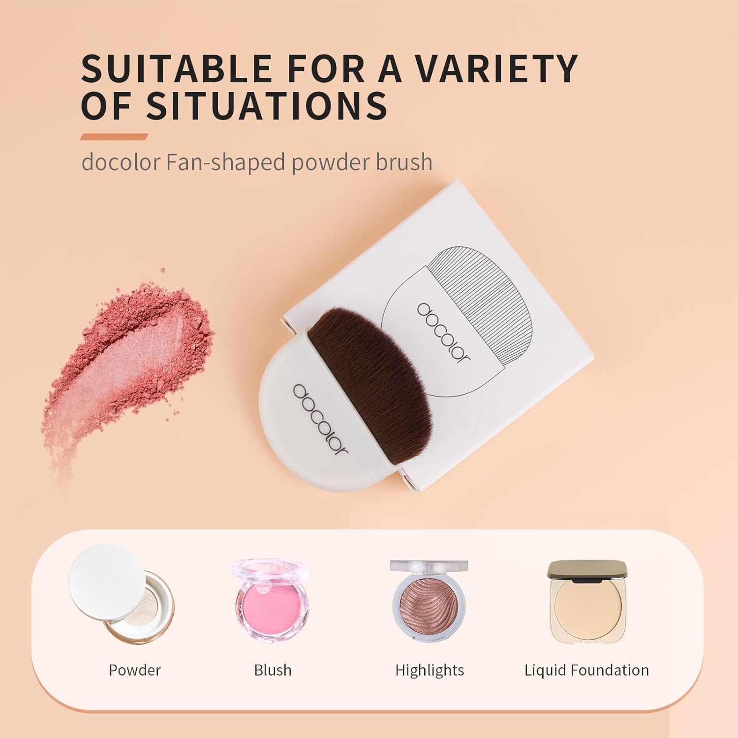 Docolor Mini Blush Brush, Mini Multi-Functional Makeup Brush, Portable Soft Hair Beauty Tool, Blush Painting Tools, Facial Makeup Brush image number 2