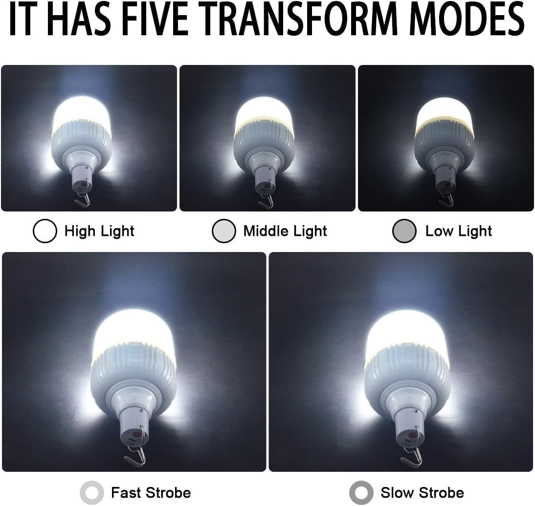 Camping Lantern, LETOUR 60W 5000Lumens LED Camping Light Lamp Dimmable 5 Lighting Mode, 8800Mah Rechargable LED Tent Lantern, Hanging Portable Tent Light for Camping, Hiking, Emergency and Outdoor image number 2