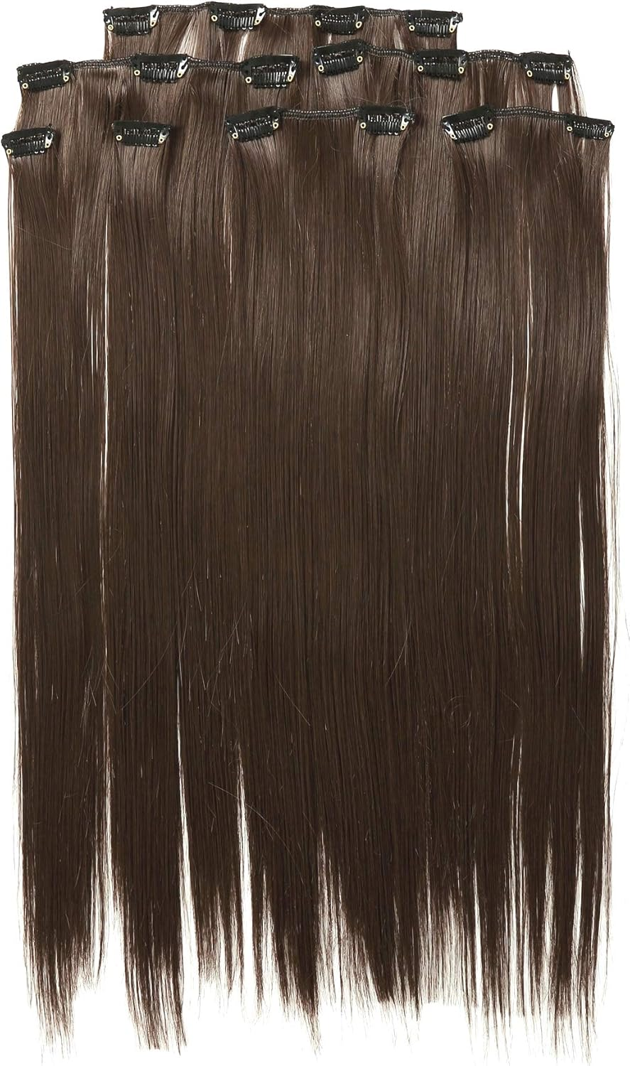 Prettyland R01 7-Piece Set Static-Free Clip-In 50 Cm Straight Long Hair Extensions Orange Copper Red