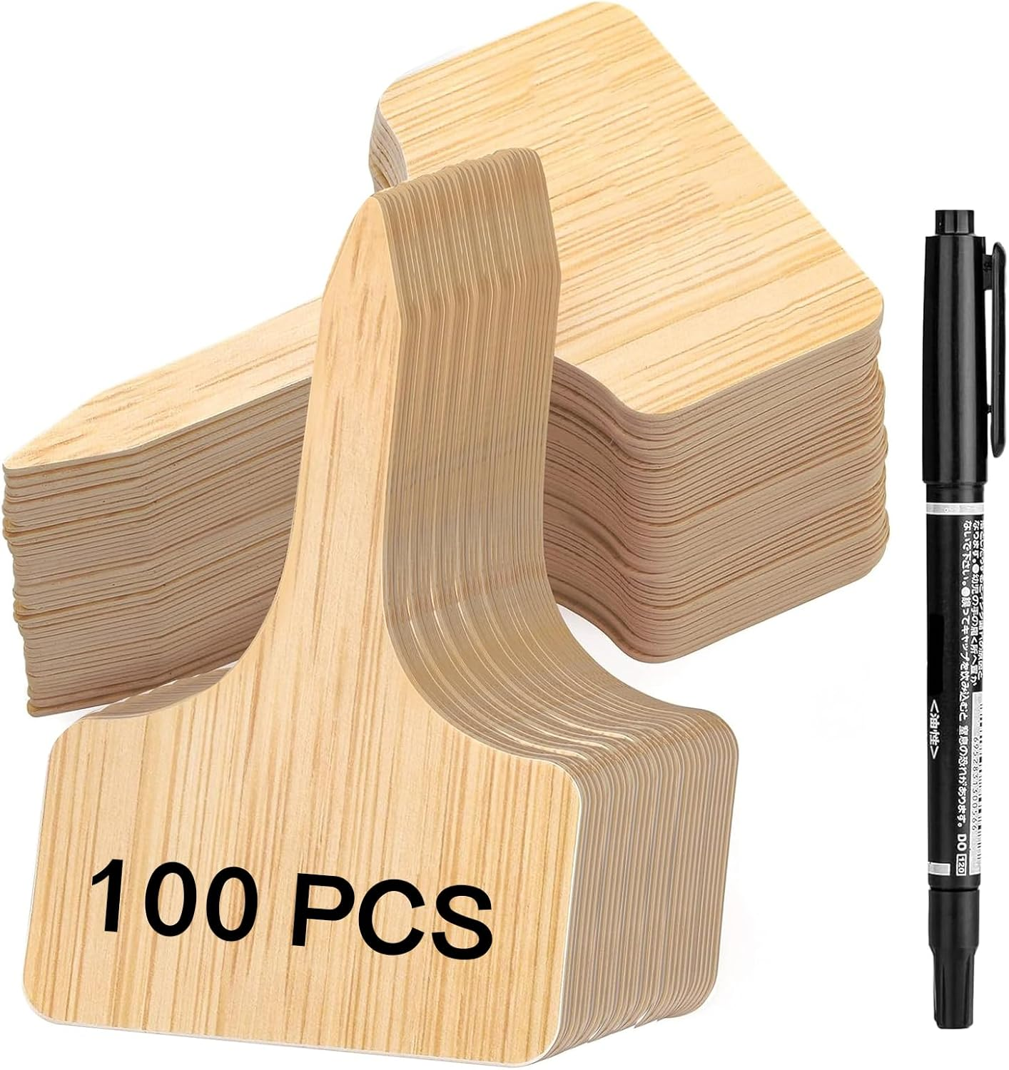 Plant Labels 100 PCS Bamboo-Pattern PVC Garden Tags with Marker Pen, Waterproof T-Type Plant Label Stakes for Outdoor Plants, Seedlings, Herbs & Vegetables &ndash; Verdantvibes image number 6