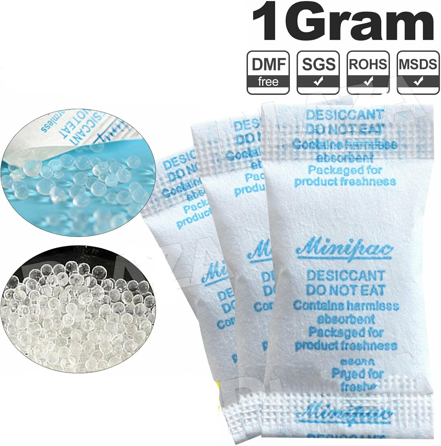 Food Grade Silica Gel Packs Dessicant Packets for Moisture Control, Cobalt Chloride Free Moisture Absorbers for Food Storage, 1G, 3G, 5G, 10G (1G, 100Pack) image number 6
