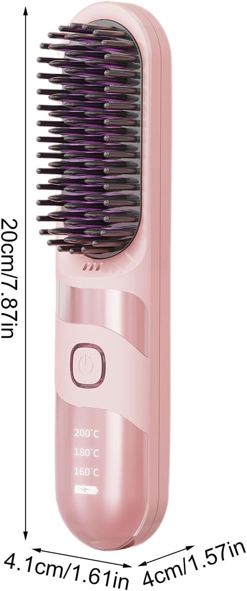 Uoqpty Small Hair Straightener - Electric Curler Brush,2-In-1 Portable Cordless Hair Straightener Brush with 3 Adjustable Temperature - Purple image number 6