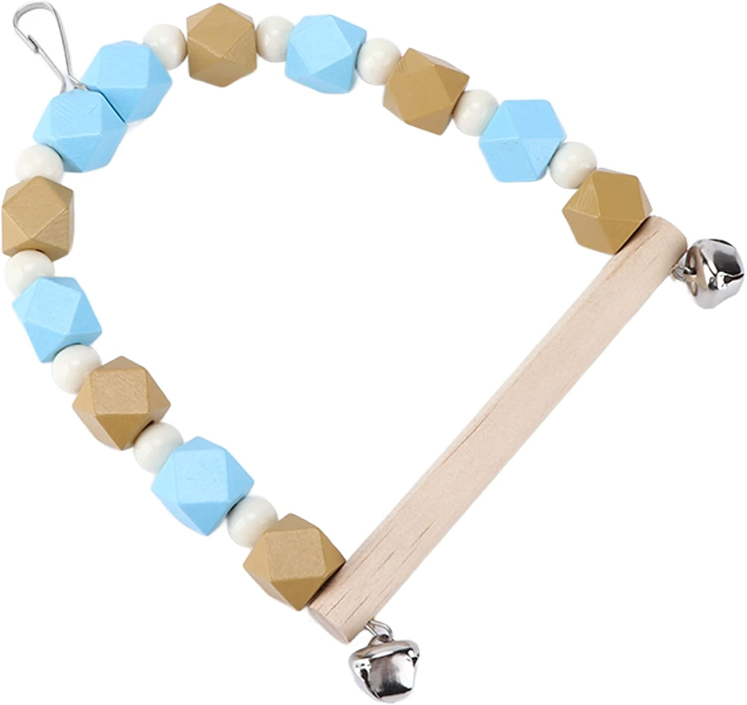 Riuulity Colorful Swing with Bells, Small Medium Size Wooden Block Swing for Movement, Easy to Install for Bird Cage Decoration image number 3