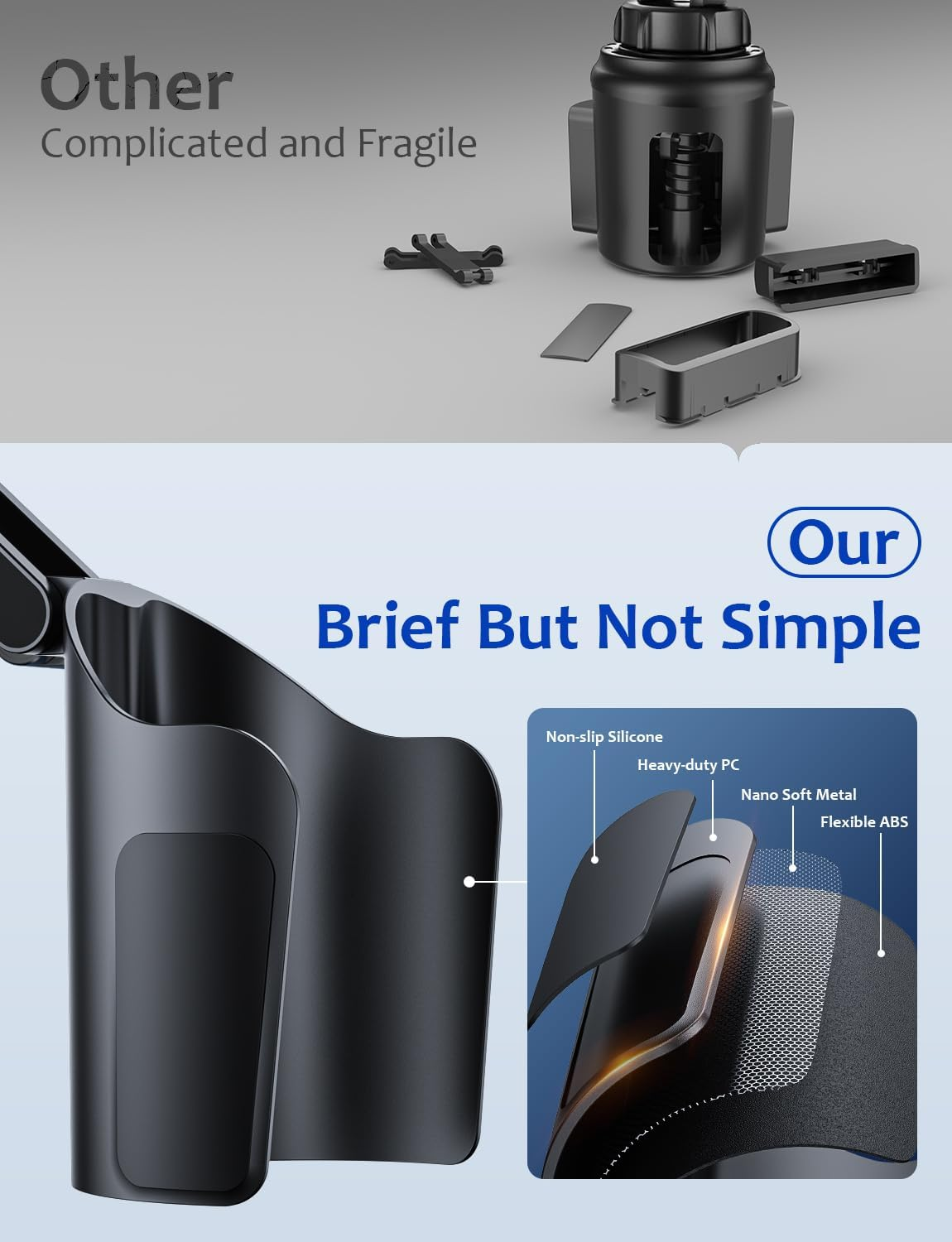 Car Cup Holder Phone Mount: [Bottle Friendly] Car Cell Phones Cup Stand Expander with Height Adjustable Arm Fit for Truck | SUV | Automobile Compatible with Iphone & Samsung & Android Smartphones