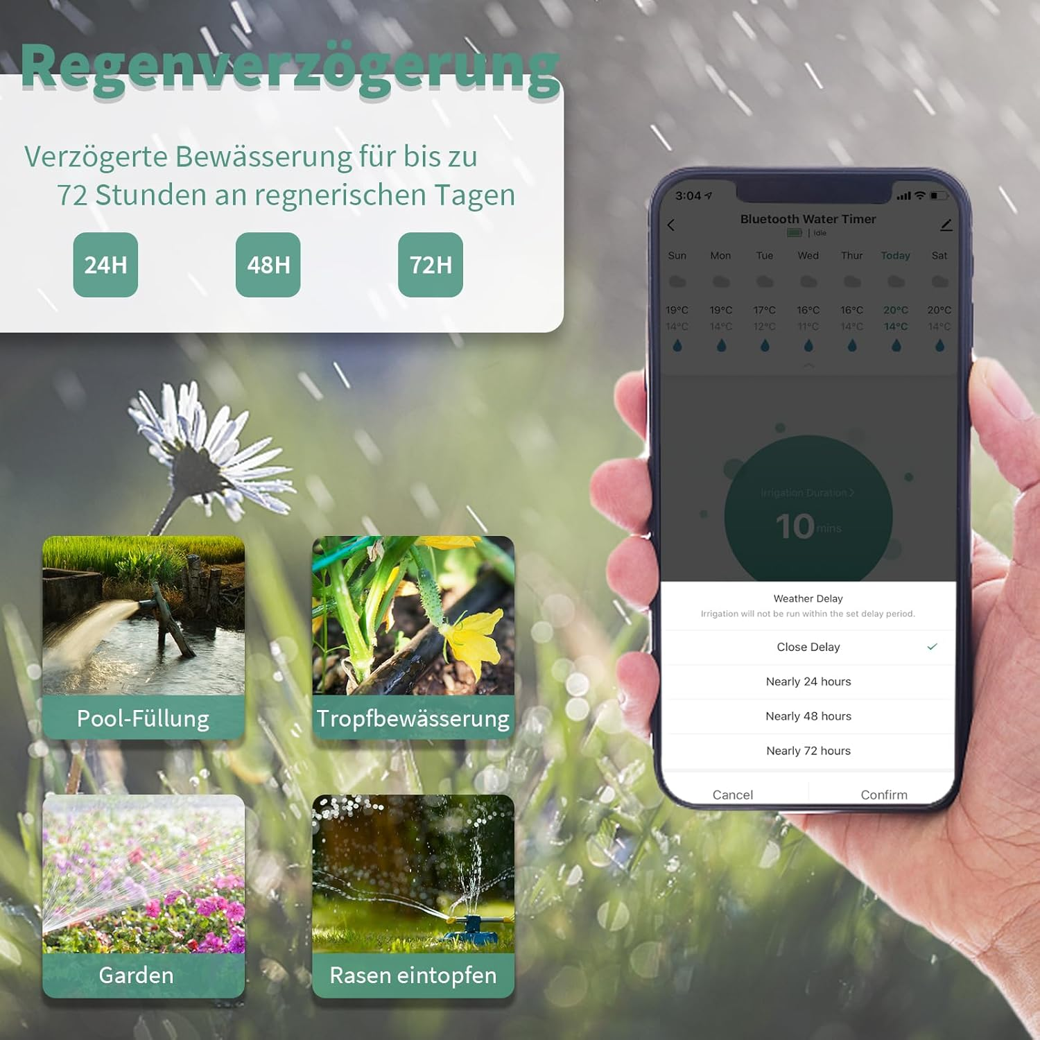 Wifi Water Timer, Diivoo Smart Irrigation Sprinkler Timer with 2 Watering Modes, Compatible with Alexa and Google Home via Wifi Hub for Garden Lawn image number 2