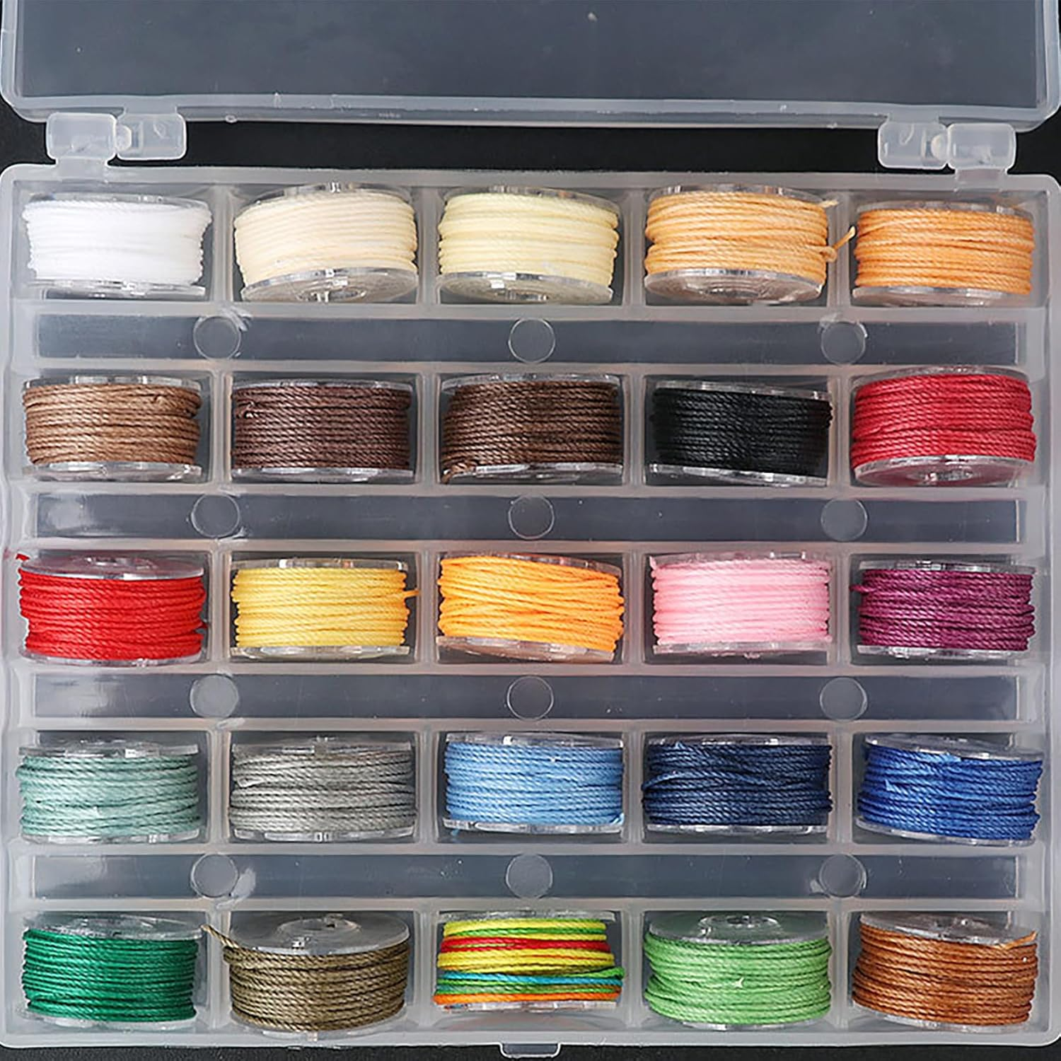 Tunghey 25Pack 16M 0.45Mm Waxed Polyester Cords Beading Strings Mixed Colors for Braided Macr-Ame Bracelet Jewelry Making (0.45Mm 16M) image number 6