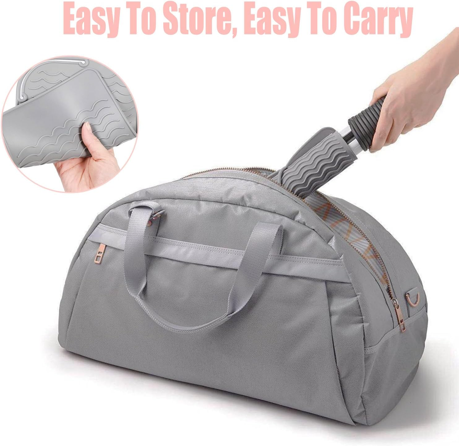 JOOTUEPO 2 X Travel Mat for Straighteners, Straighteners and Hair Styling Tools, Mat Cover for Curling Irons, Hair Straighteners, Straighteners and Other Hot Hair Tools (Pink, Grey) image number 2