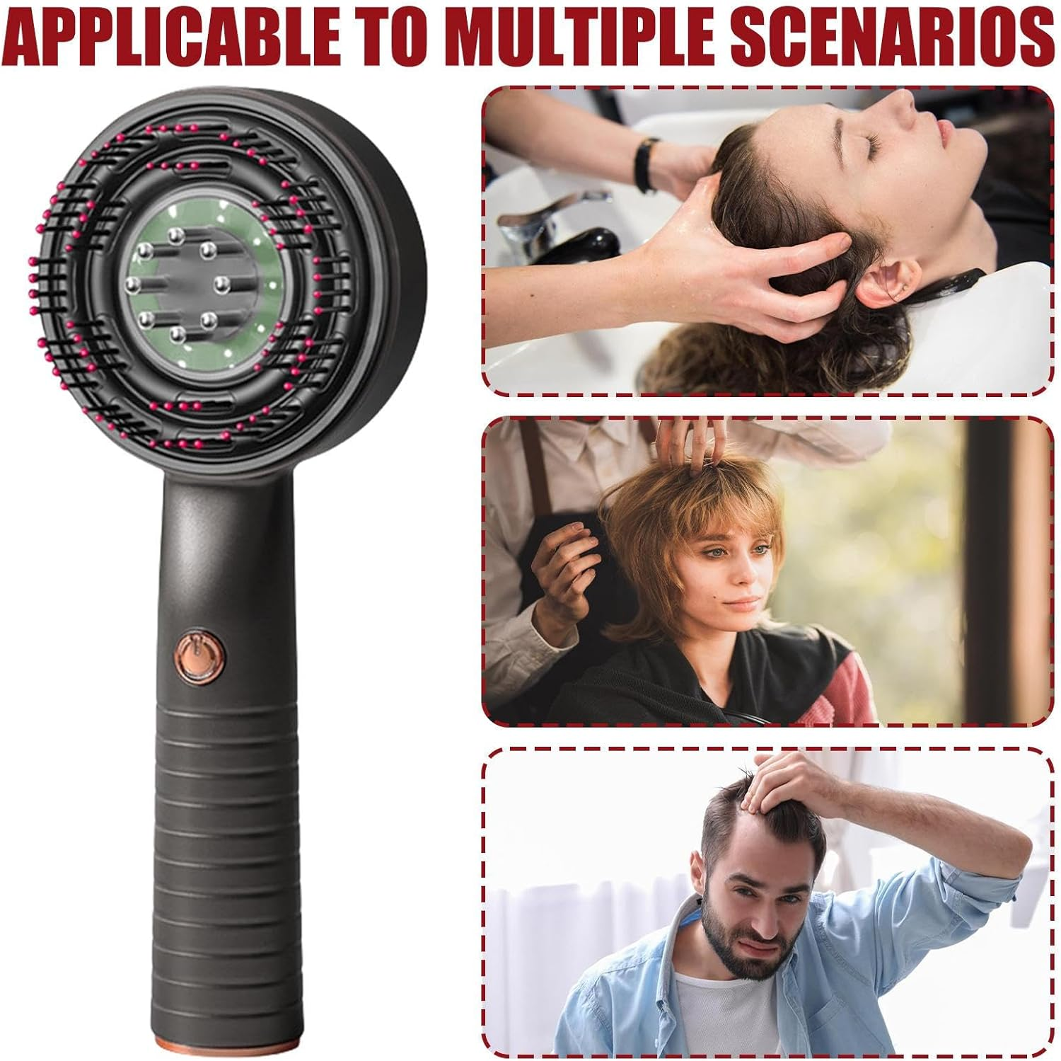 JIEBWCHA Scalp Massager Hair Growth,Scalp Massager for Hair Growth | Waterproof Vibrating Brush Comb Head for Personal Care Regrowth Men Women Home Travel image number 2