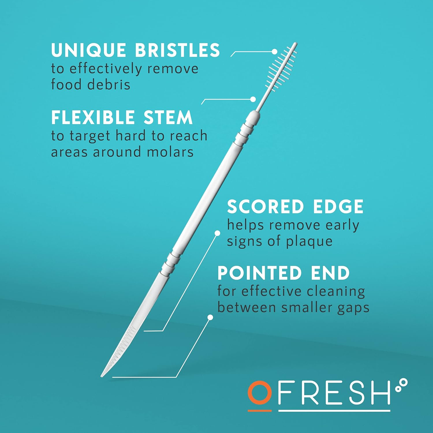 Ofresh Brushpicks - Interdental Toothpicks for Oral Hygiene & Dental Care &ndash;Interdental Toothpicks Brushes - Travel Keychain Case 18Pcs (Pack of 6) image number 4