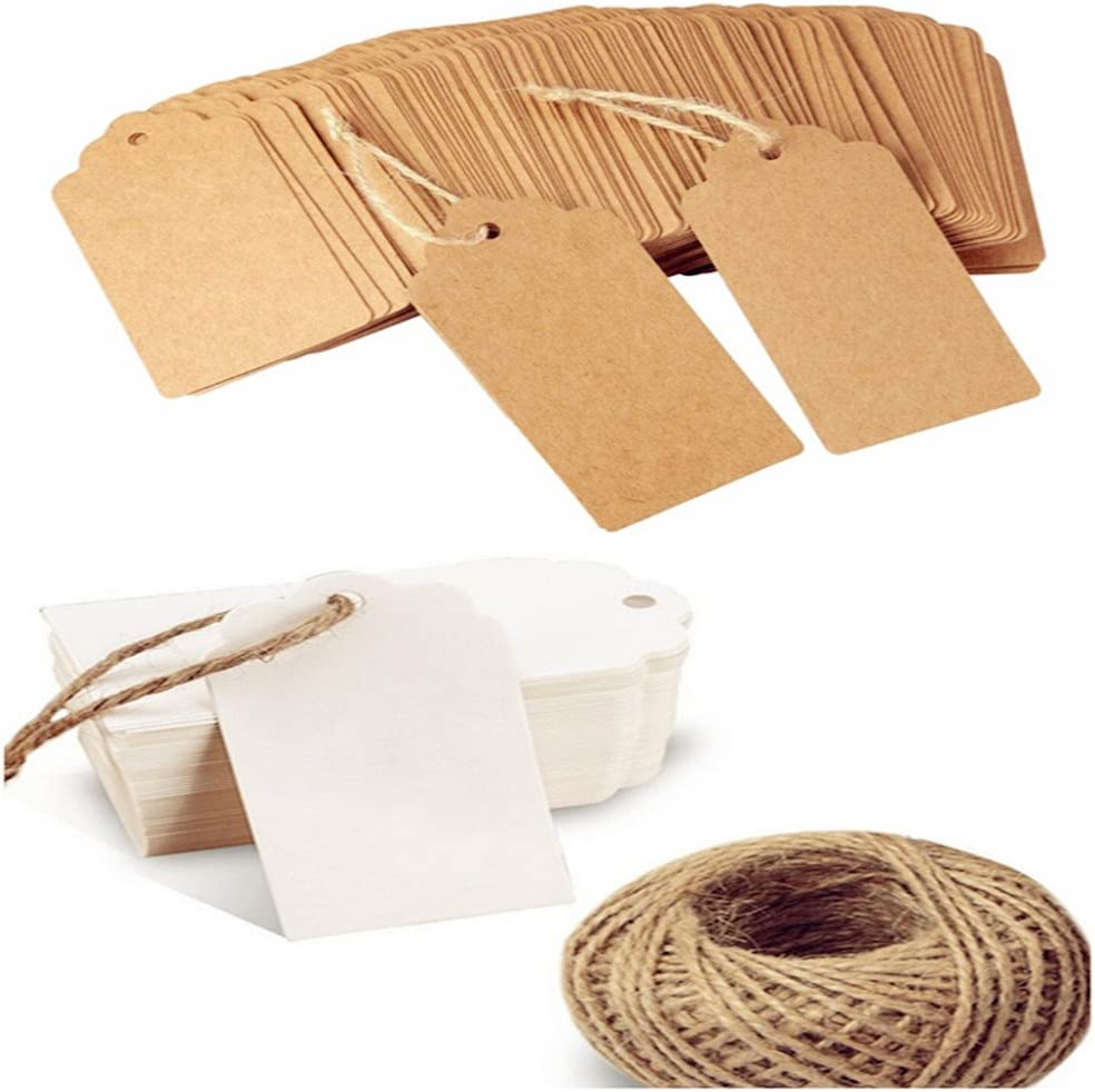 200PCS Blank Kraft Gift Tags with Twine String for Packing and Art Craft (1.8X3.7Inch/4.5X9.5Cm) image number 5