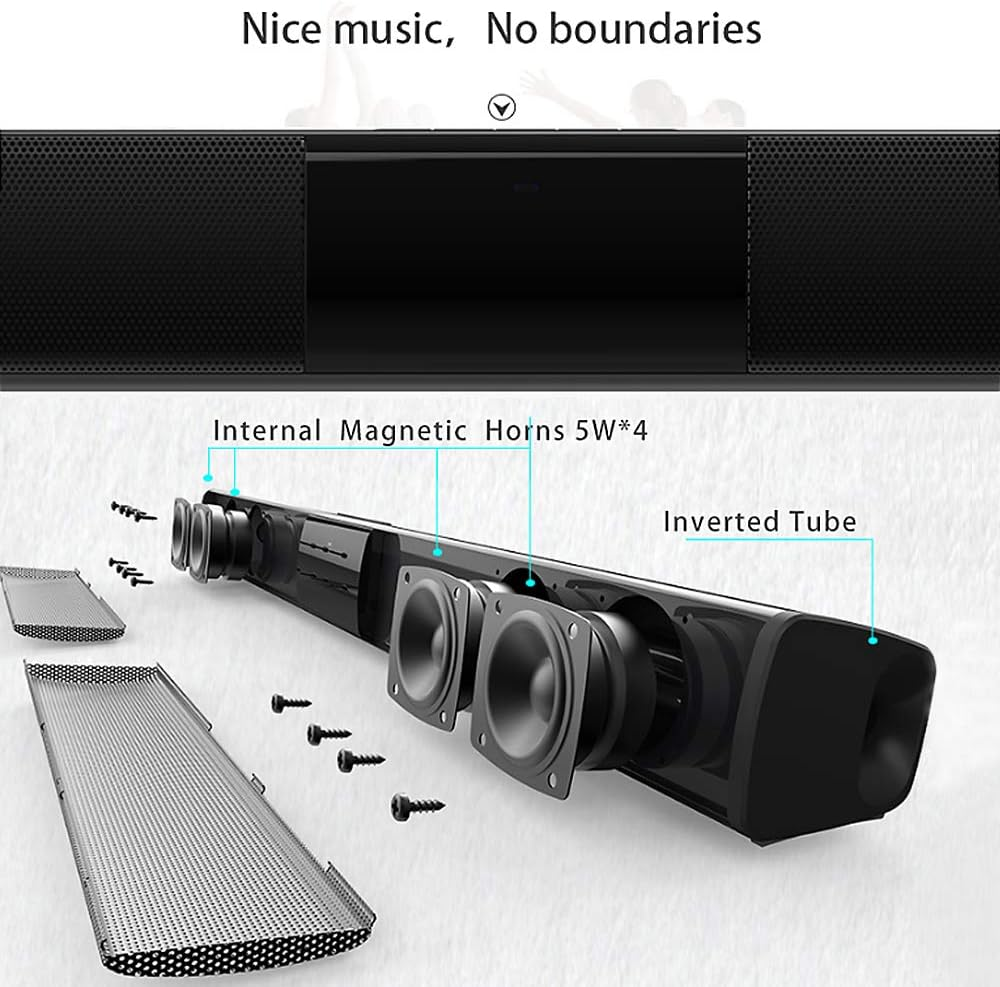 BT Sound Bar Wired & Wireless Stereo TV Soundbar Audio Speaker with Built-In Subwoofer Support Remote Control TF Card RCA FM for Tvs Gaming image number 5