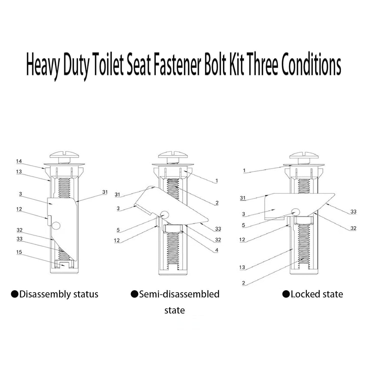 Heavy Duty Toilet Seat Fastener Bolt Kit, 2025 New Universal Toilet Seat Bolt Kit, 2Pcstoilet Seat Bolts Replacement Kit, Nut Screw for Easy Installation and Maintenance of Toilet Seats and Portable