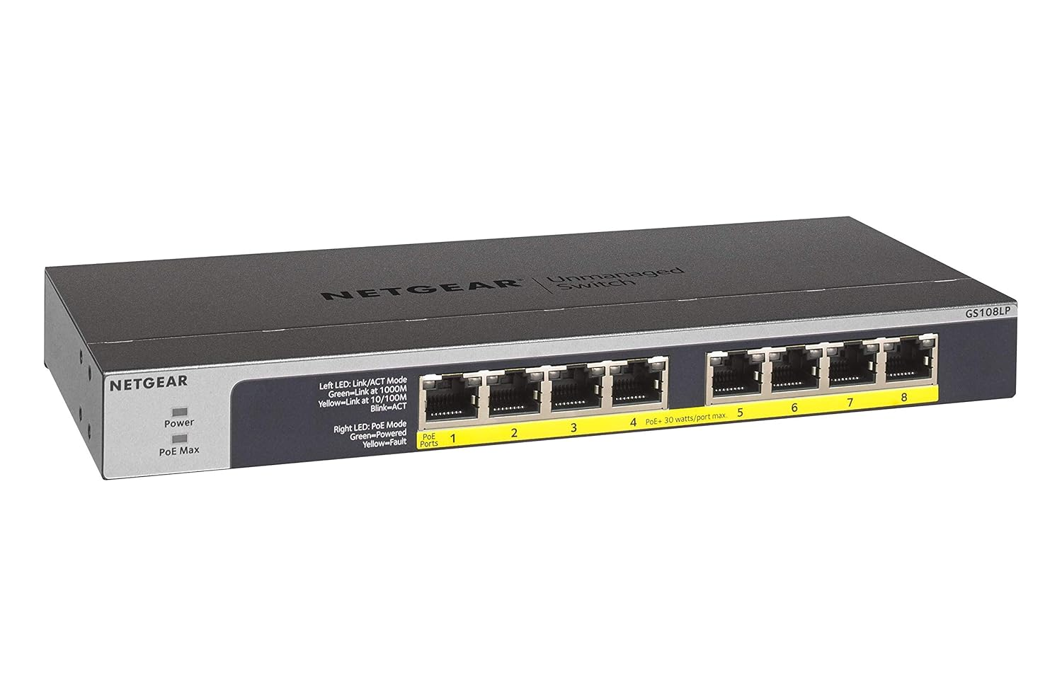 NETGEAR GS108PP-100AJS 8 Port Gigabit Ethernet POE with 123W Switch image number 2