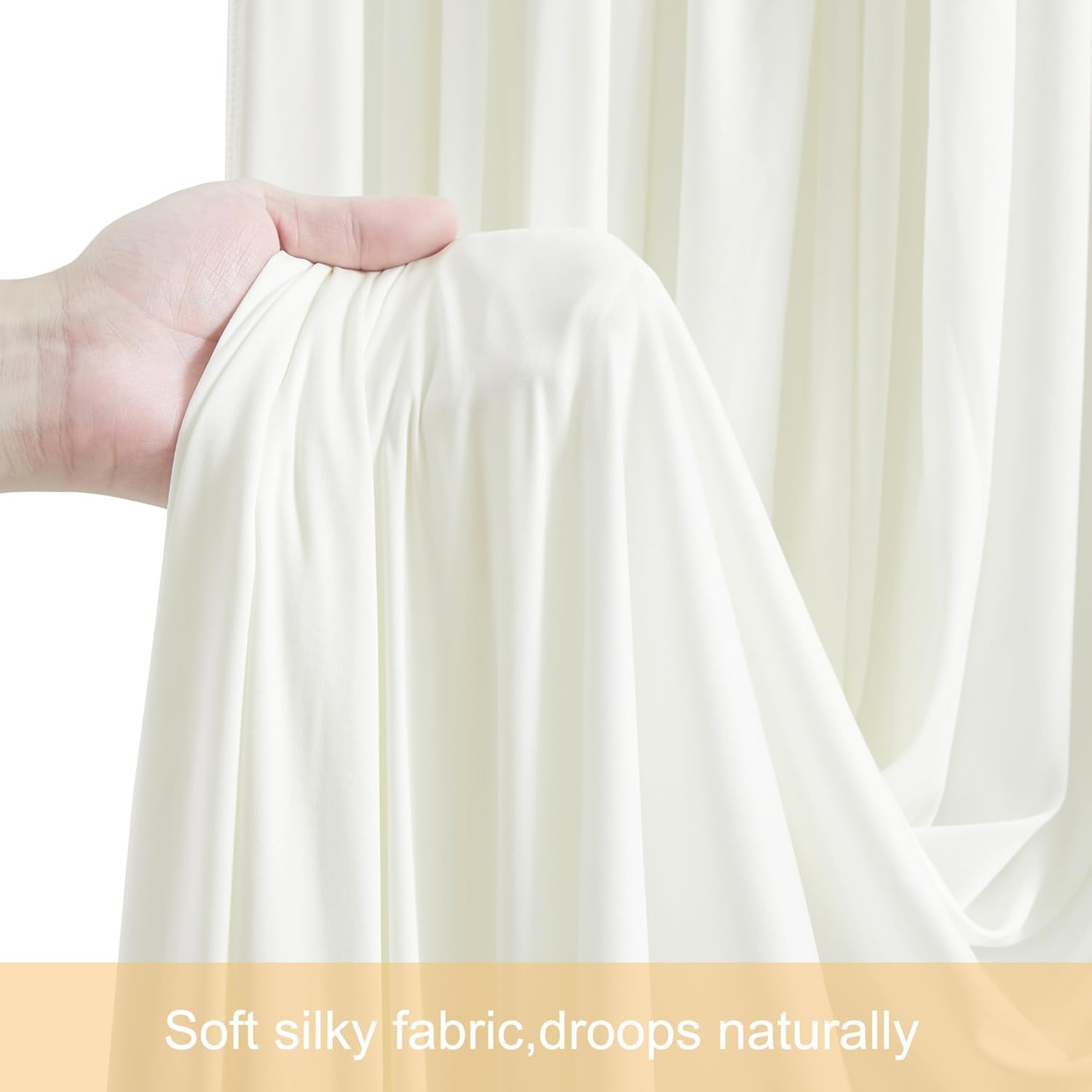 4 Panels Ivory Backdrop Curtains for Wedding Party Wrinkle Free Backdrops Curtain Drapes Fabric Decorations Photo Back Drop Cloth for Baby Shower Photography Stage Reception 20Ft(W) X 12Ft(H) image number 1