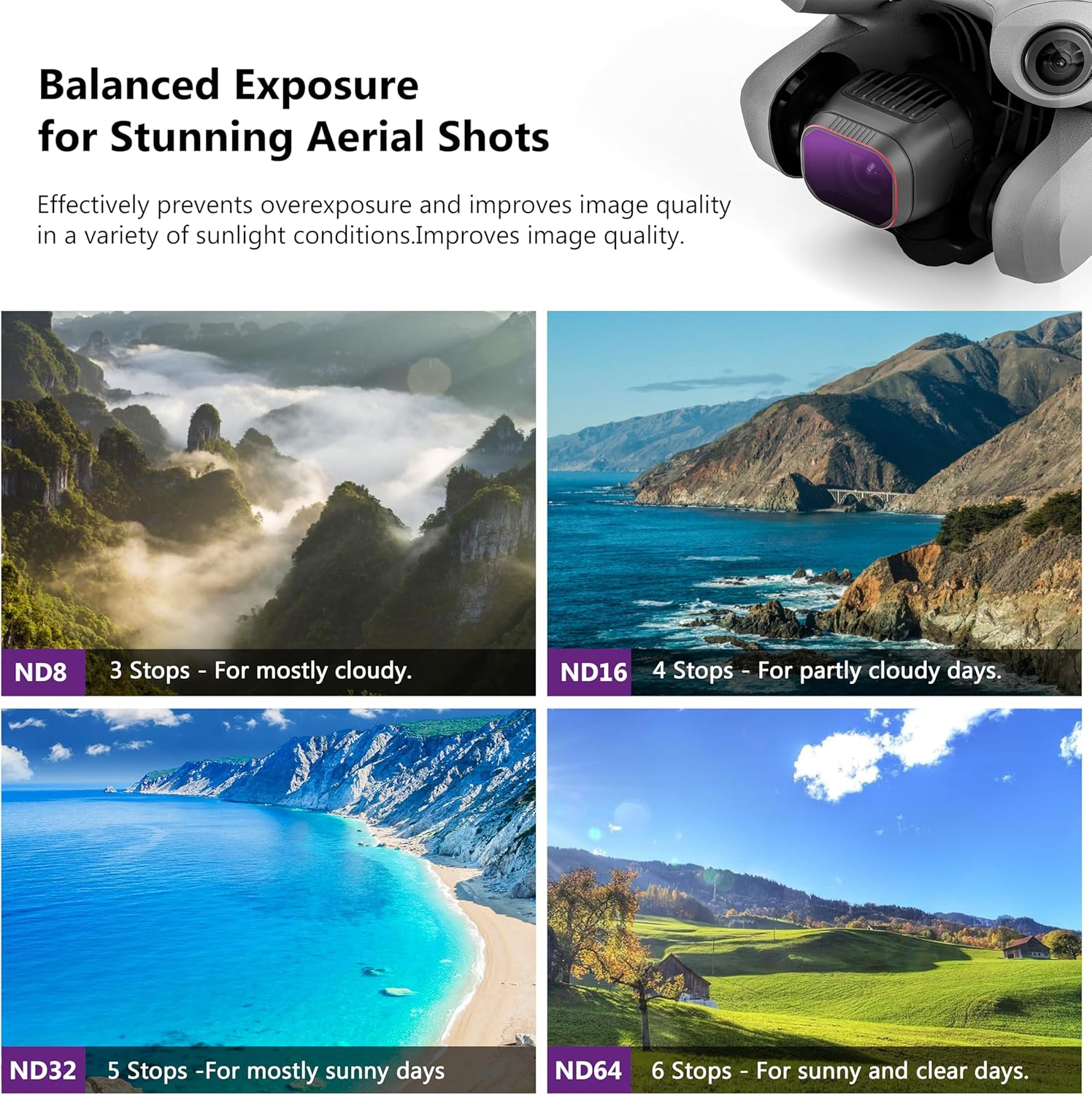 STARTRC PHOTO Mini 4 Pro Filter Set for Mini 4 Pro Accessories, 6 Pack UV CPL ND8 ND16 ND32 ND64 Filter, Neutral Density Filter and Circular Polarising Filter image number 4