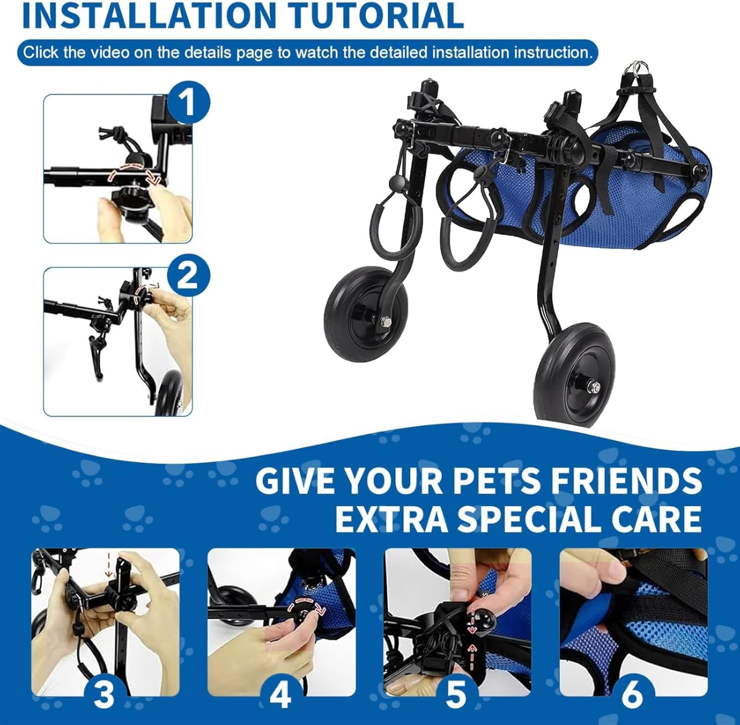 LIODUX Adjustable Dog Wheelchair with 2 Wheels, Wheelchair Small Dogs for Back Legs, Dog Leg Brace and Hip Support for Disabled or Injured Small Dogs, Pet Wheelchairs for Small Dogs Cats Pets (M) image number 5