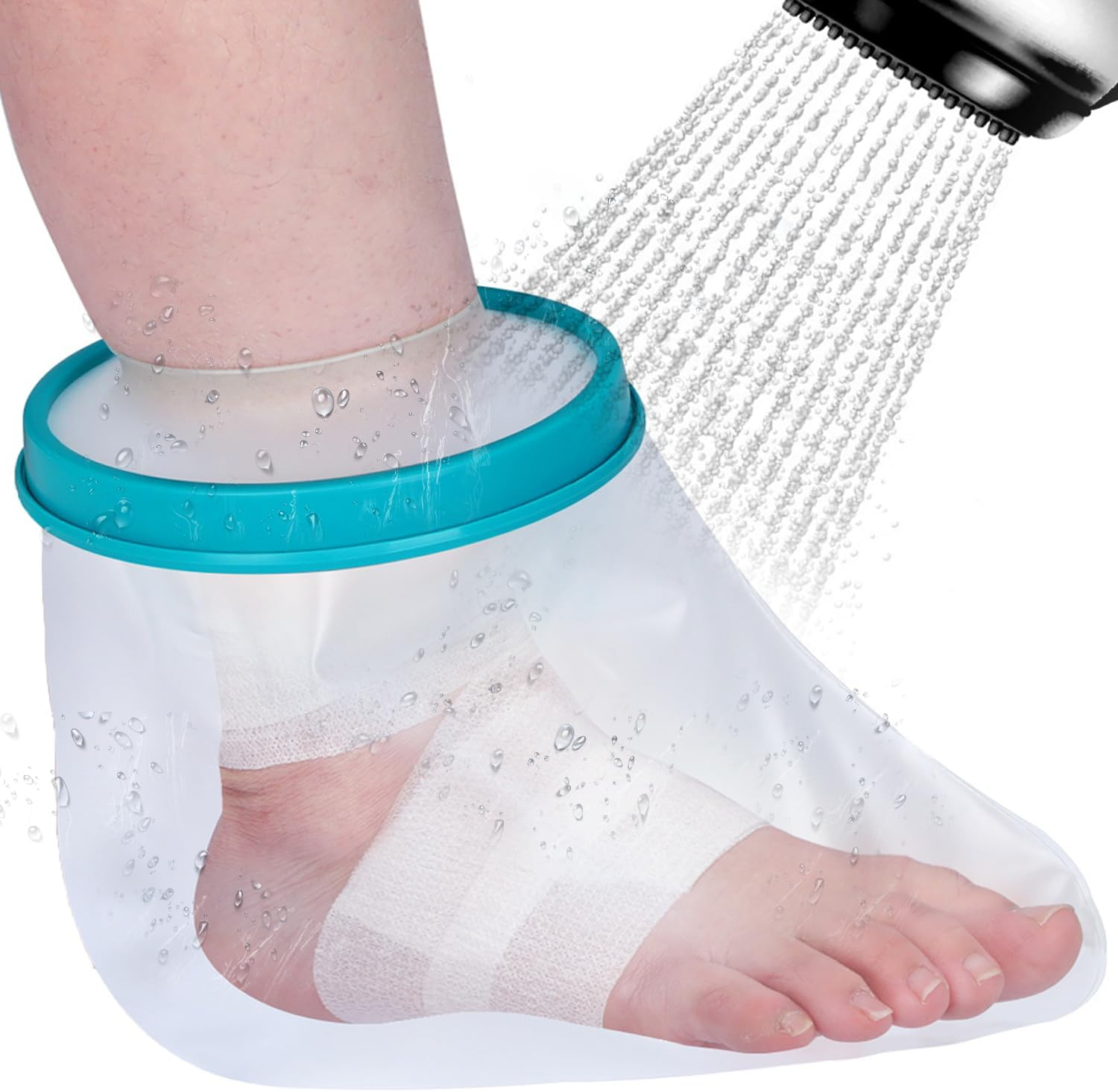 VESKIMER Waterproof Foot Cast Cover for Shower Adult, Bath - Reusable Shower Boot Cover Watertight Foot Protector - Perfect Fit for Foot Ankle and No Mark on Skin image number 3
