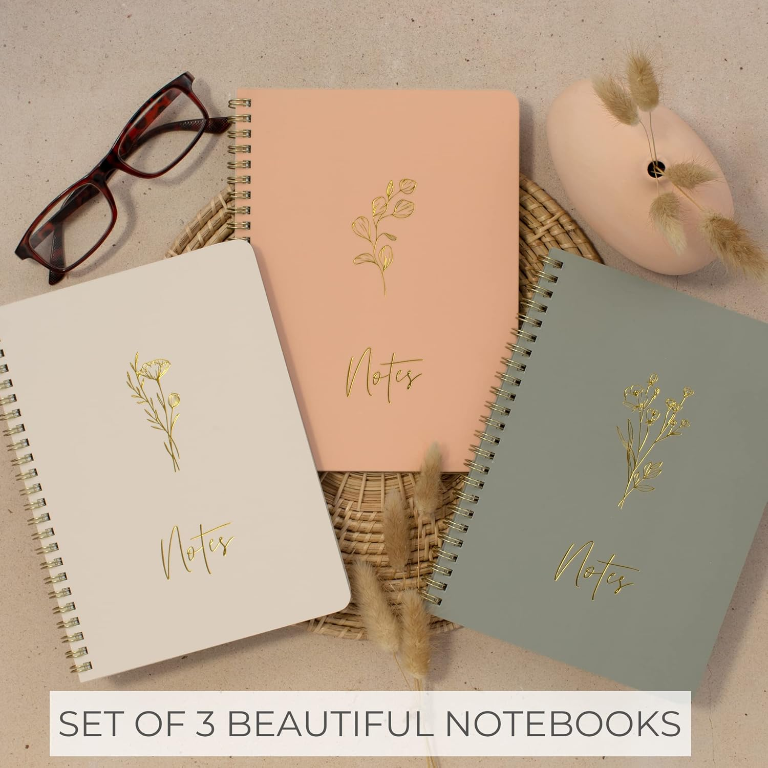 ZICOTO Aesthetic Spiral Notebook Set of 3 for Women - Cute College Ruled 8X6 Journal/Notebook with Large Pockets and Lined Pages - Perfect Supplies to Stay Organized at Work or School image number 4