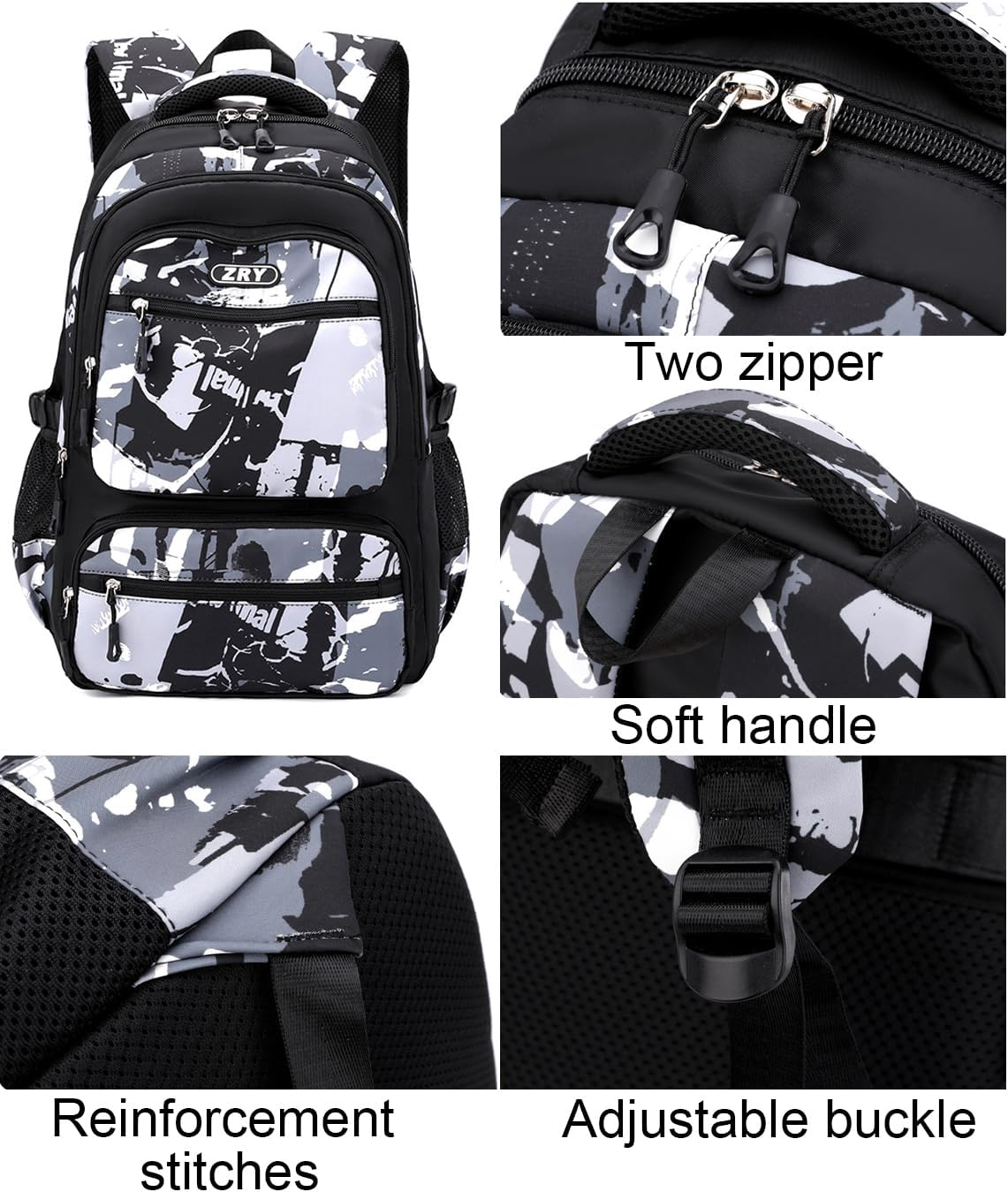 Sellerfun Men Teens Middle School Graffiti Backpack High School Laptop Daypack College Bag image number 4