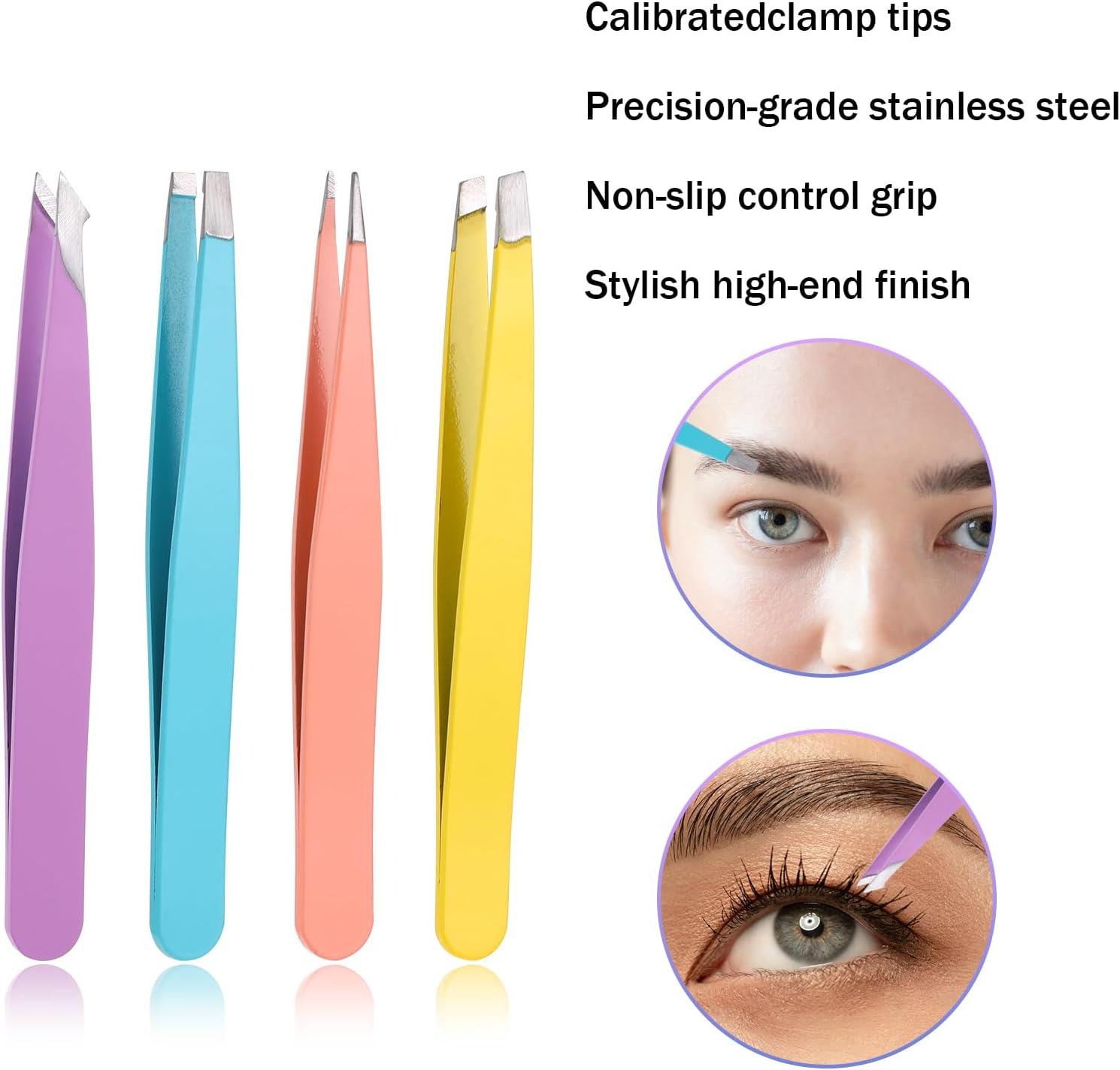 Qianyu Mini Portable Eyebrow Tweezers Set Professional Stainless Steel Outdoor Travel Tweezers Slant Tip and Pointed Precision Eyebrows Tweezers Very Precision for Facial Hair Removal