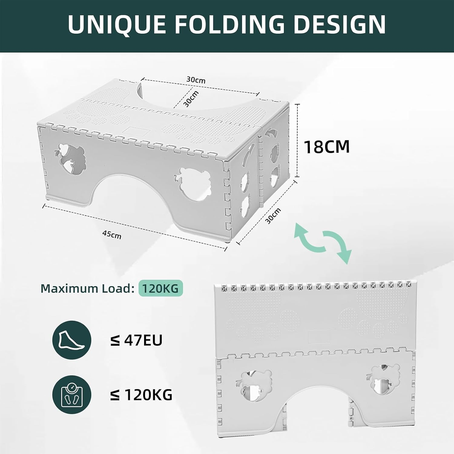 Foldable Toilet Stool Poop Stool for Adults & Kids, Bathroom Foot Stool with Anti-Slip Surface, Sturdy Plastic Design, Improves Squatting Posture for Constipation Relief image number 5