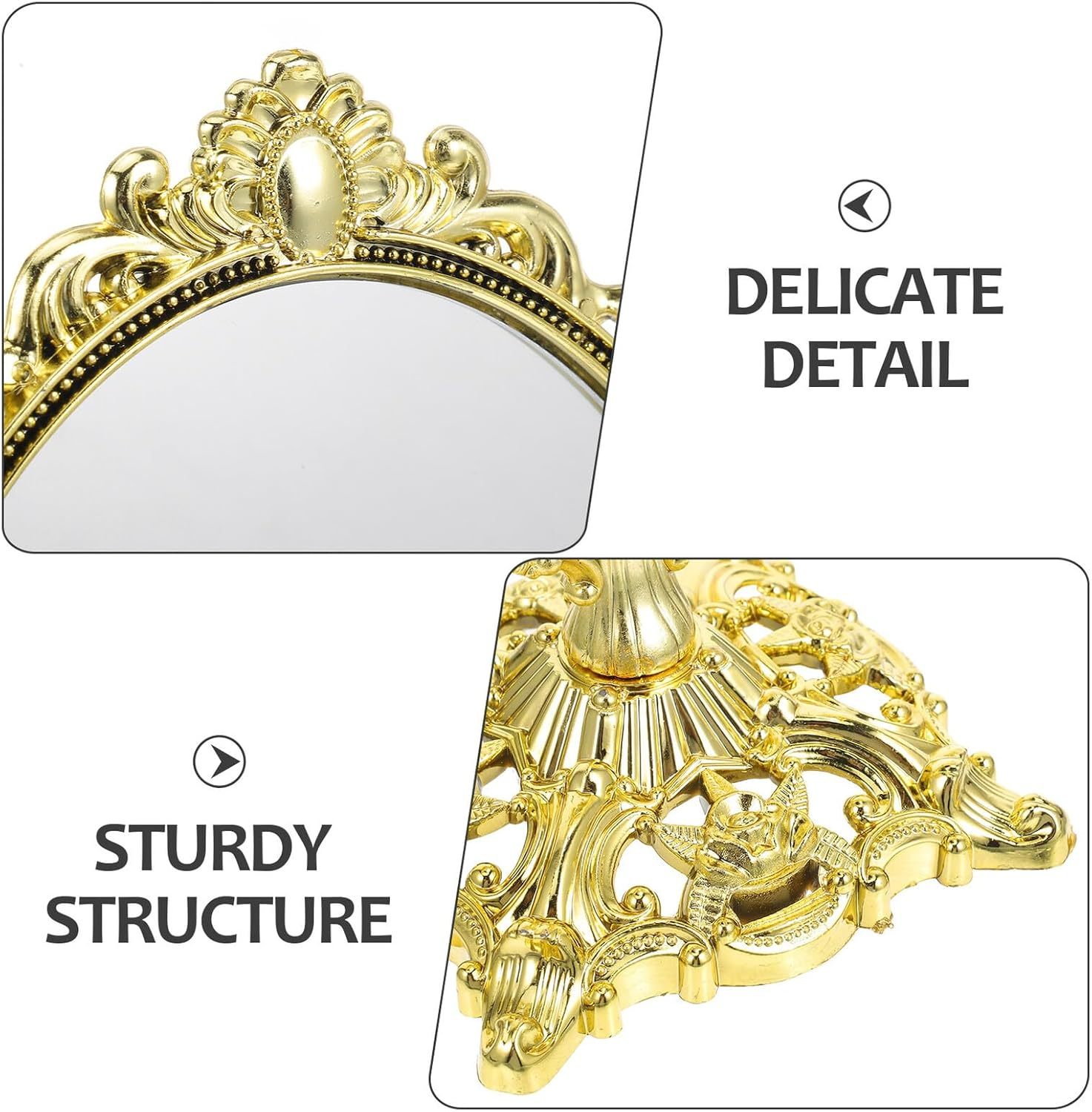 Happyyami Vintage Double-Sided Makeup Vanity Mirror 360&deg; Swivel Rotating Oval Desktop Cosmetic Mirror for Dressing Table and Bathroom Use image number 2