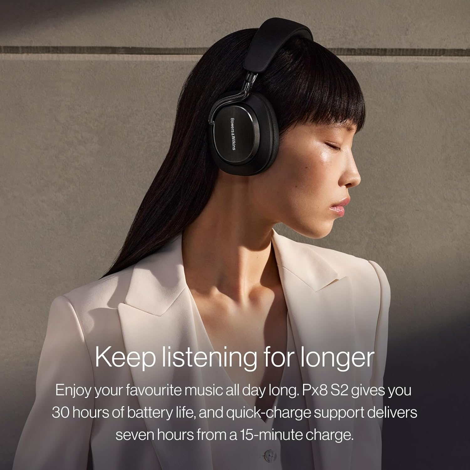 Bowers & Wilkins Px8 S2 Flagship Over-Ear Noise Cancelling Wireless Headphones, Hi-Res Audio Bluetooth with Aptx Lossless & Adaptive, up to 30-Hour Battery Life, Warm Stone