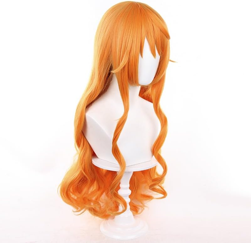Tongtta Orange Wavy Nami Cosplay Wig Halloween Costume Party Wig for Women - Yellow image number 5