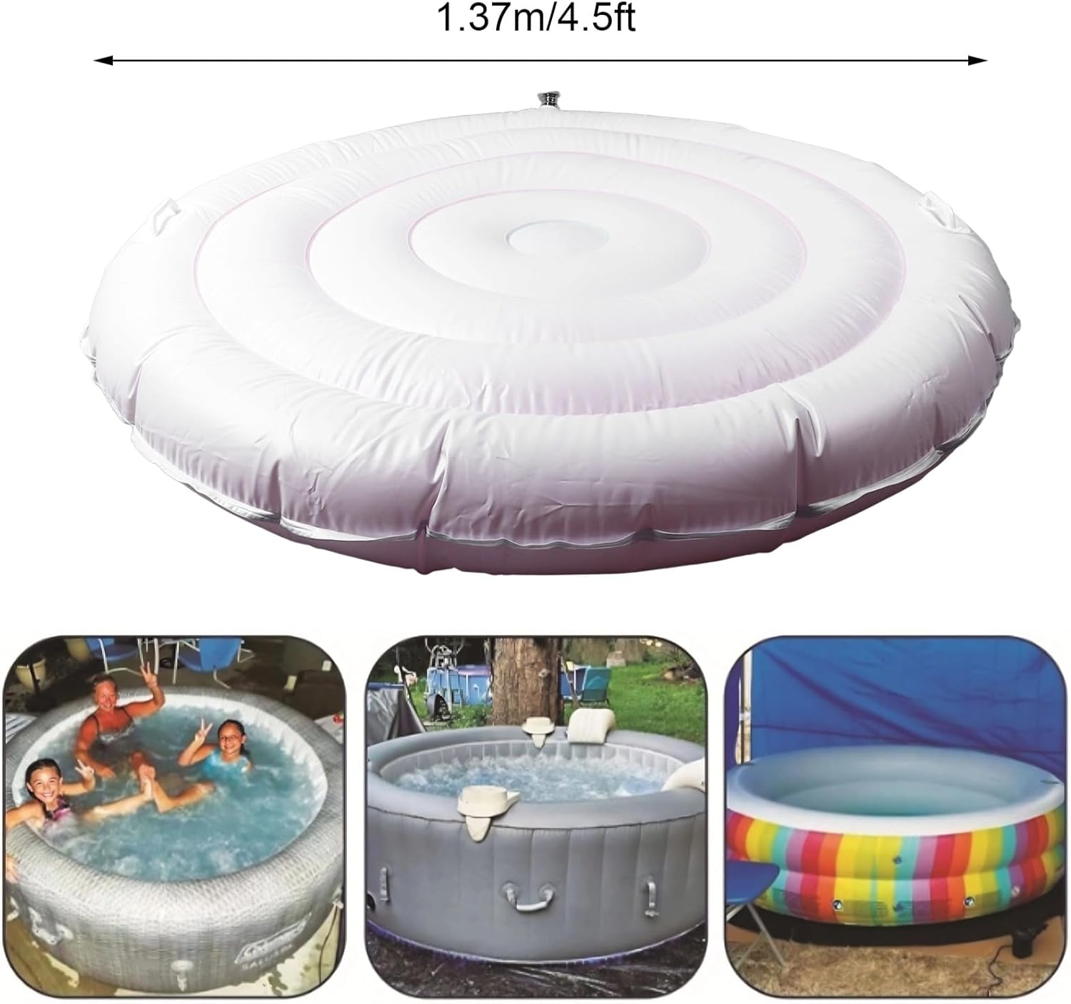 Inflatable Spa Cover, 4.5Ft Inflatable Hot Tub Cover PVC Round, Universal Rapid Inflation Insulated Hot Tub Lid, round Insulated Hot Tub Lid Dust Proof Thermal Insulation for Hot Tub image number 4
