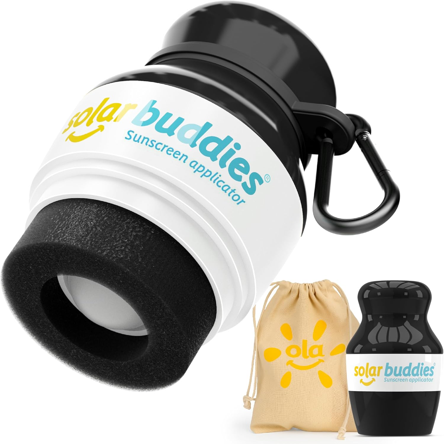 Solar Buddies Bag Bundle & Carabina Clip - Full Purple - Refillable Roll on Sponge Sunscreen, Suncream & Lotion Applicator for Kids, Adults & Families - Holds 3.4Fl Oz, Perfect Size for Travel