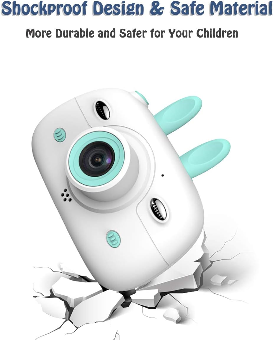 Kids Digital Video Camera Front and Rear Selfie 8MP Mini Rechargeable Children Camcorder, Shockproof Soft Cover 2 Flashlight Toys Camera 3-12 Year Old, 650Mah 32GB (Blue) image number 2