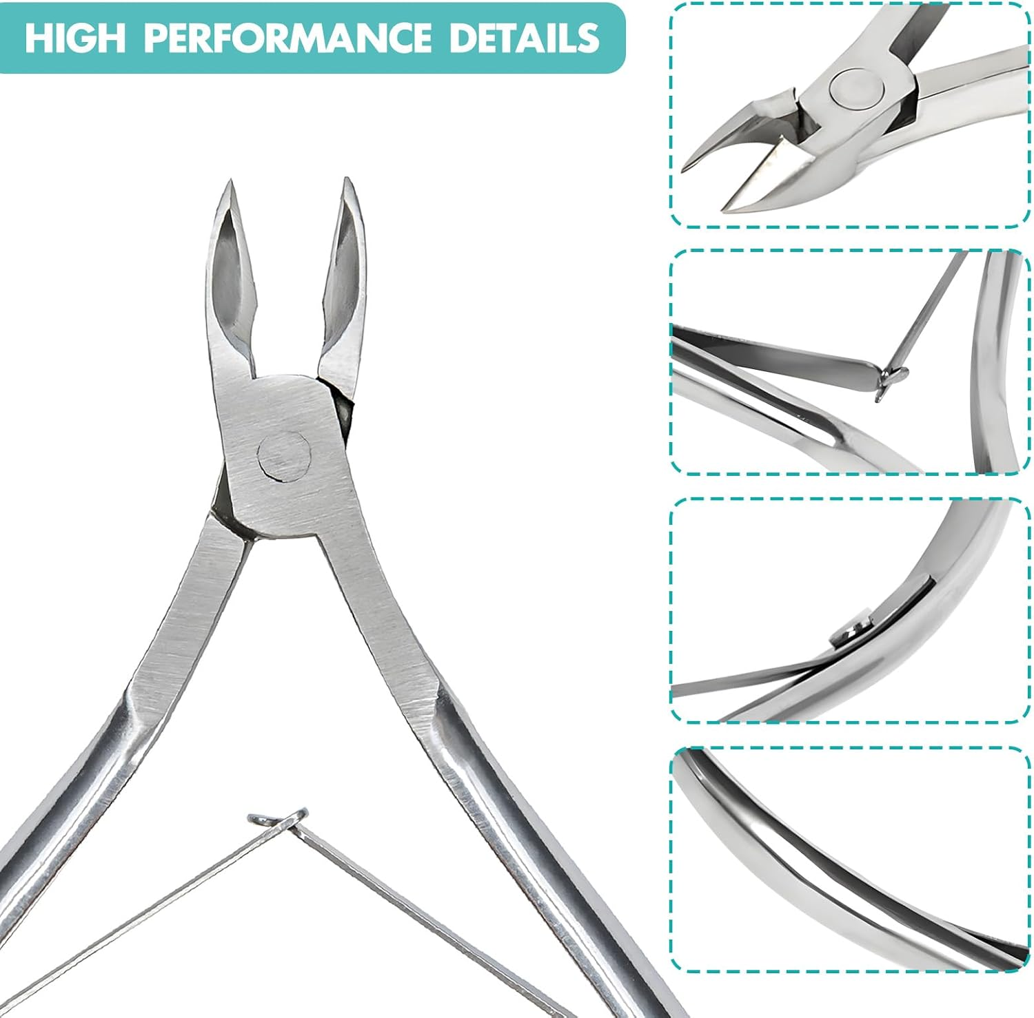 Kootinn 2 Packs Nail Cuticle Trimmer Professional Cuticle Cutter Stainless Steel Cuticle Nippers with Double Spring Cuticle Clippers Pedicure Manicure Tools for Fingernails and Toenails (Silver)