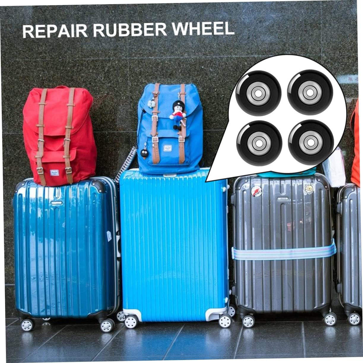 Anneome Mute Luggage Wheels Replacement 40Mm X 18Mm Rubber Casters with Double Bearings for Suitcase Repair and Travel Use image number 2