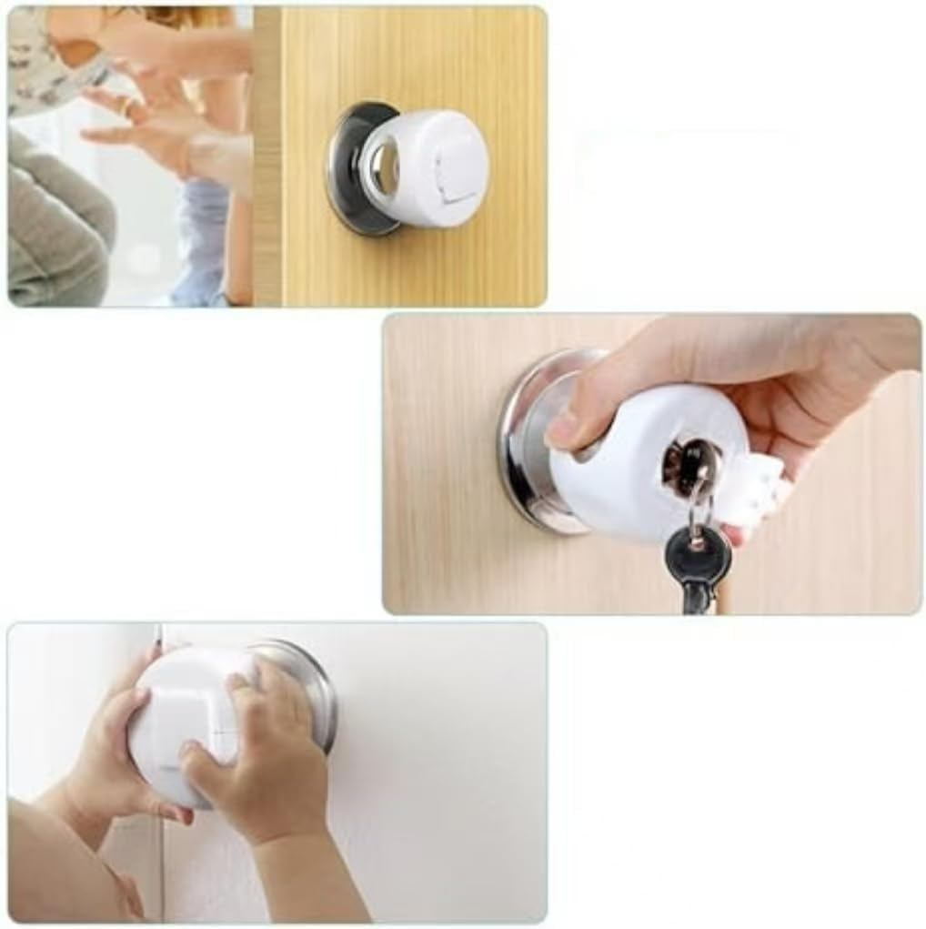 3 Pack Child Proof Door Knob Safety Covers,Easy Install Baby Door Knob Covers for Kids,Fits Most Spherical Door Knobs,Locks Cover for Doors Handle Covers Home Child Safety Protector