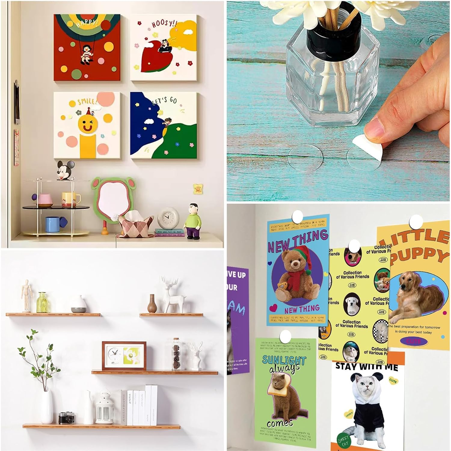 350 Pcs Double Sided Sticky Dots Clear Removable round Adhesive Stick Dots Putty Stick Tack Tape Mounting Putty Stickers for Walls Hanging Pictures Poster Crafts Balloons Festival Party Decorations image number 1