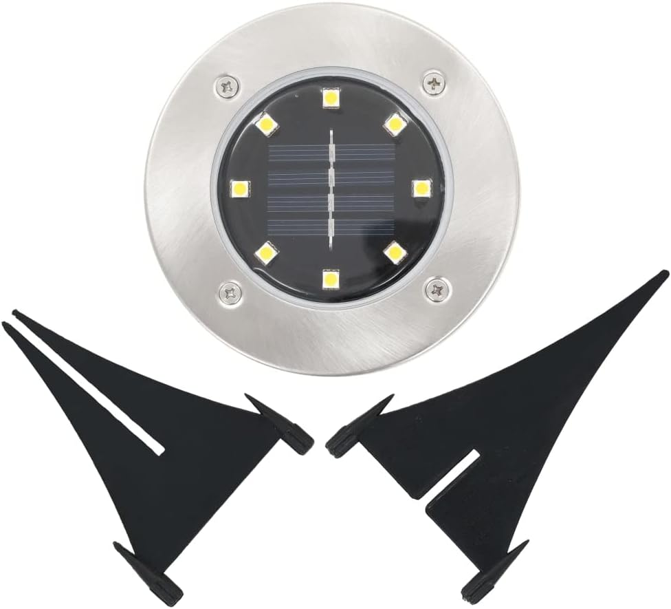 Vidaxl Solar Powered Ground Lights with 8 LED Beads, Warm White Lighting, Water-Resistant and Suitable for Outdoor Use - White image number 5