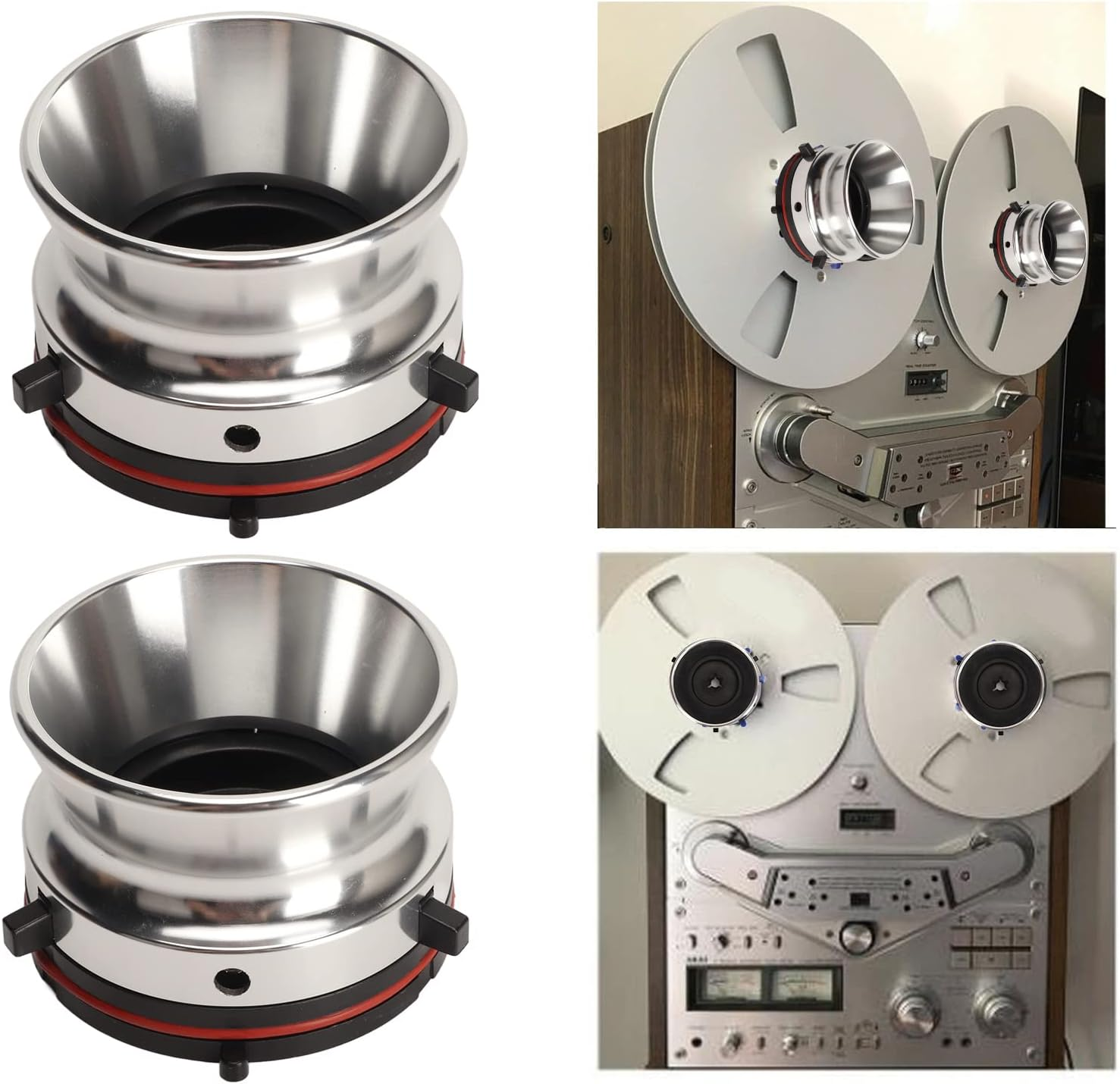 1 Pair Nab Hub Adapters, 10 Inch Opener Universal Hub Adapter for Studer Revox, for Akai, for Teac, Polished Aluminium, Nab Hub Device (Silver) image number 4