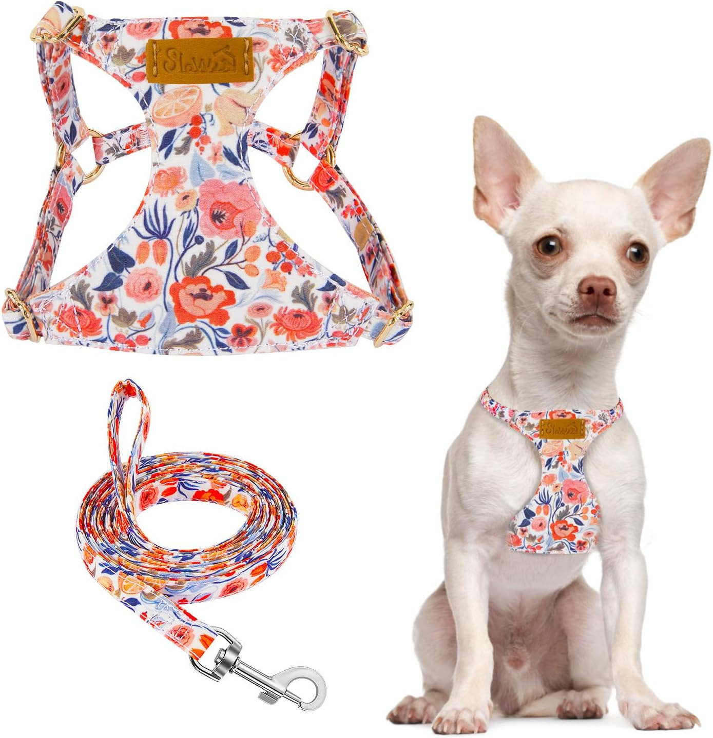 Slowton Puppy Harness and Leash Set, No Pull Adjustable Lightweight Soft Suede Pet Harness Vest with Snap Buckle for Puppy Small and Medium Sized Dog(Purple,Xxs)