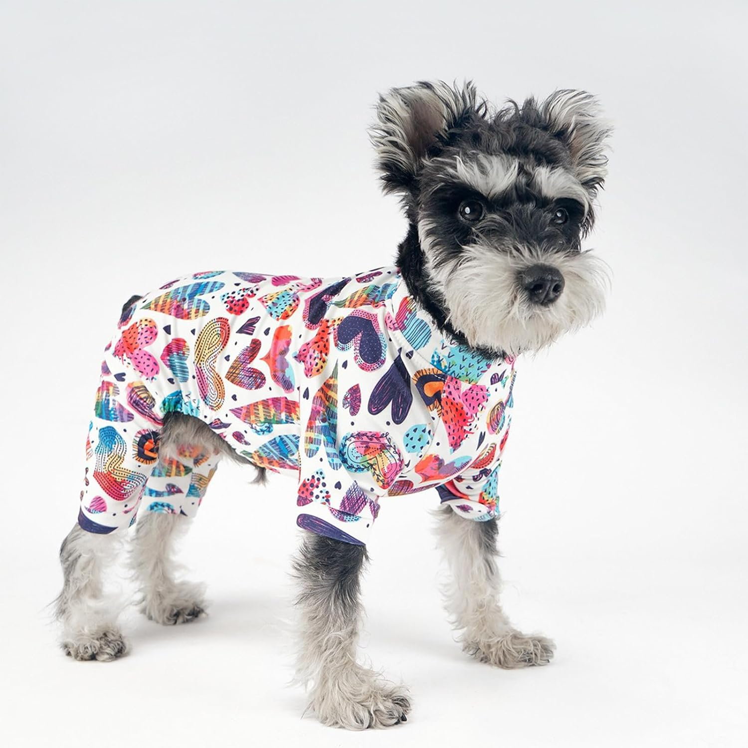Stylish Dog Onesie with Love Motif Dog T-Shirt - Comfortable Pet Pyjamas for Small Dogs and Cats - Cute Puppy Bodysuit - Dog Jumpsuit Top in Trendy Four-Legged Vest image number 5
