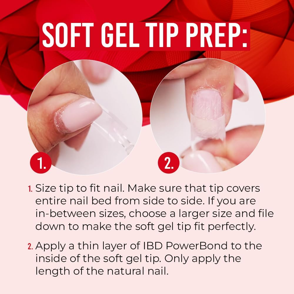 IBD Soft Gel Tips Long Coffin - 504 Pieces, 12 Sizes - Made in USA - Transparent Nail Tips - Soft Gel Tips for Nail Extension - Long Coffin Shape image number 1