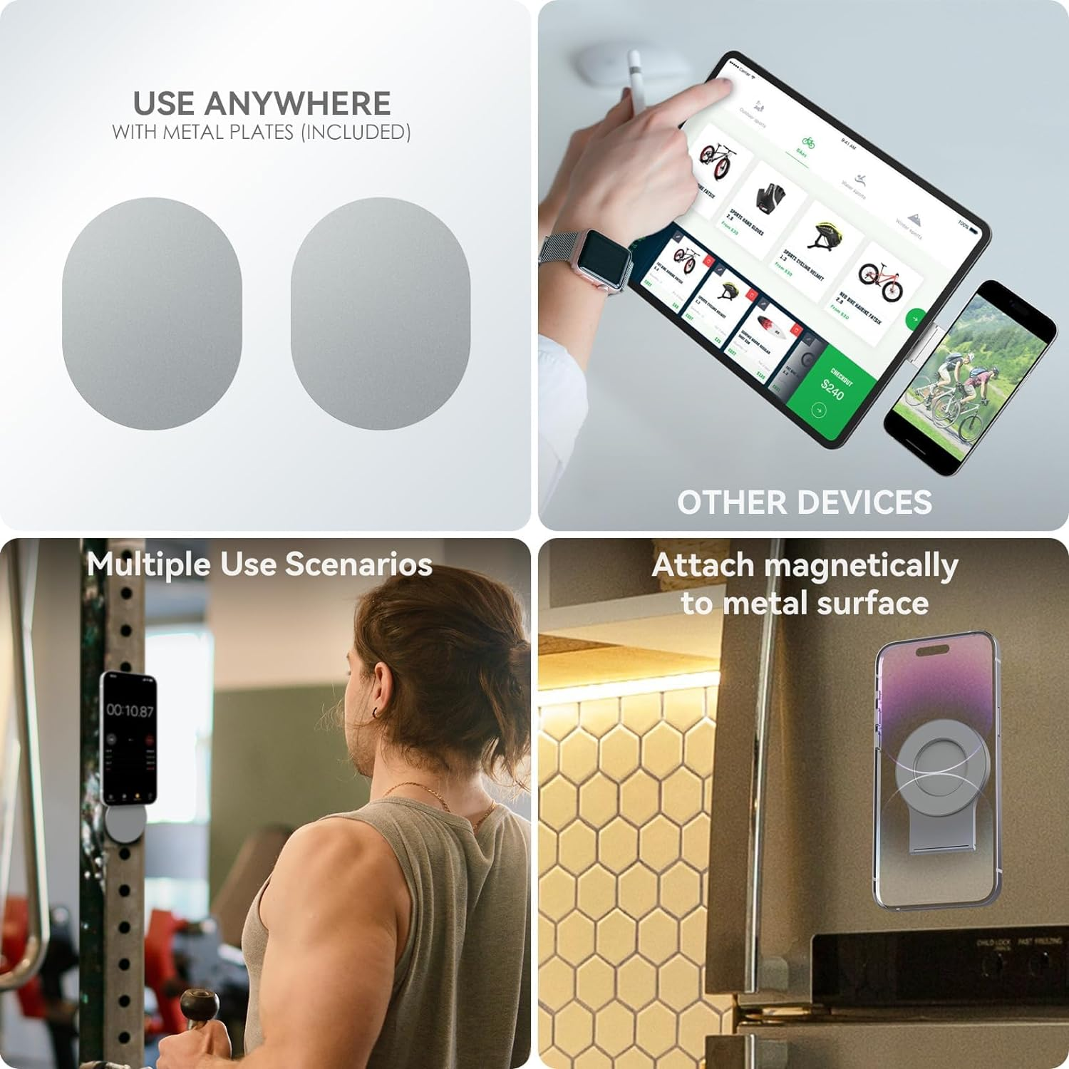 Cloudvalley for Magnetic Laptop Phone Holder, Slim Adjustable Cell Phone Stand & Slim Protable Laptop Side Mount Clip, Computer Monitor Expansion Bracket, Modular Work from Home Kit - Silver image number 3