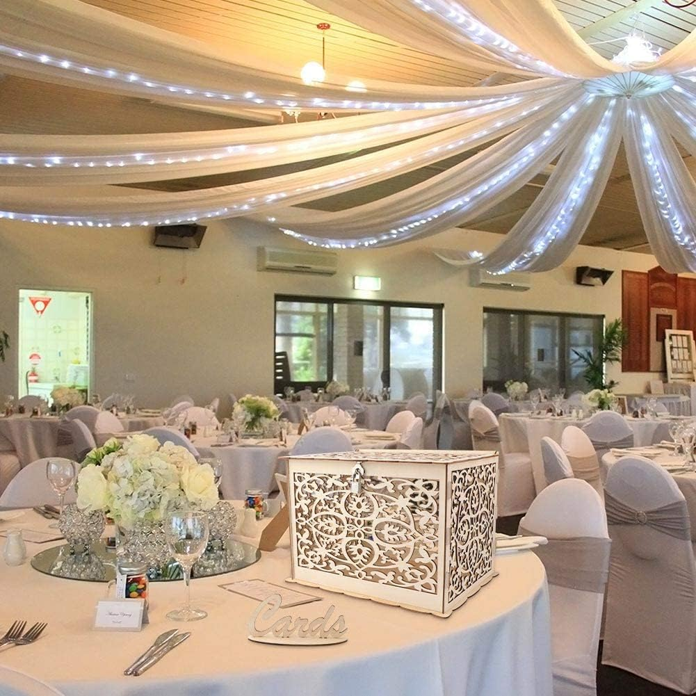 Dylvan Rustic Natural Wood Card Box with Lock, Perfect for Weddings, Baby Showers, Birthdays, Graduations, Holds 225 Cards image number 4