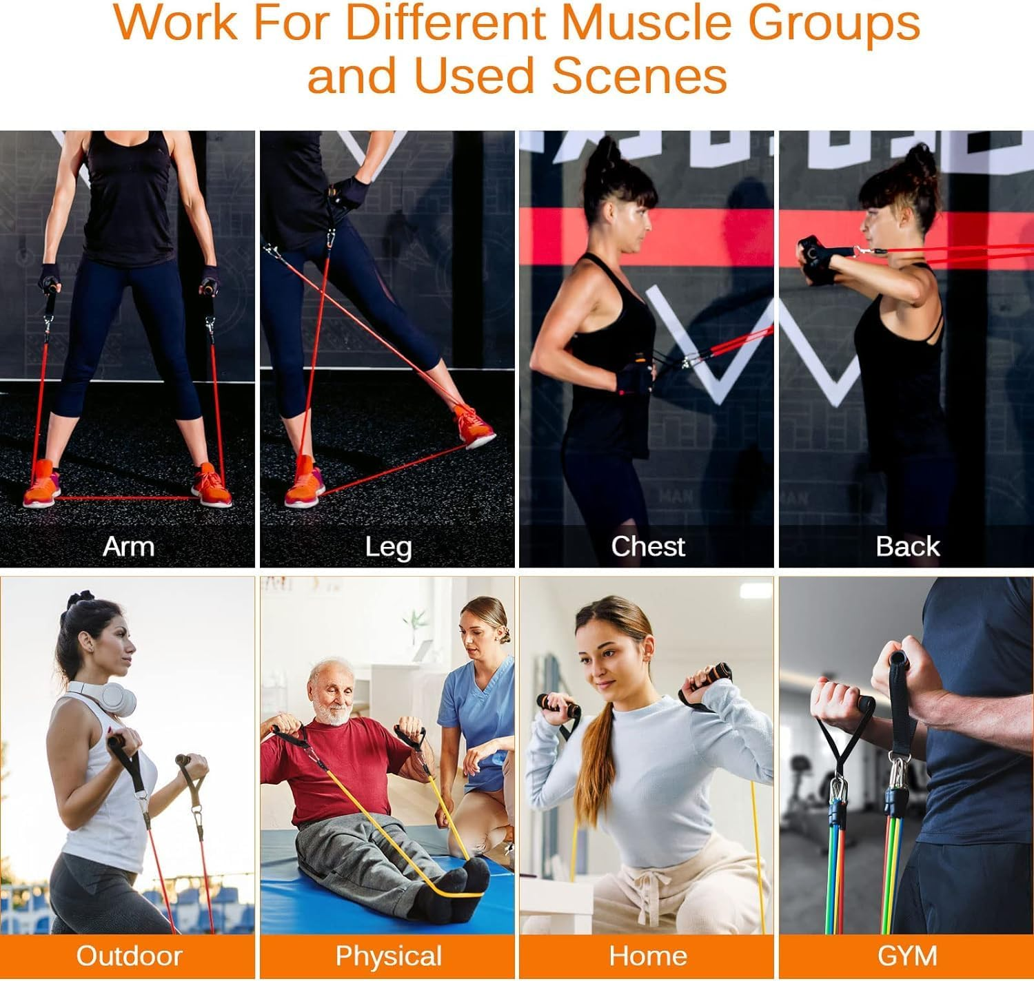 Annuoyi Exercise Resistance Bands，Resistance Bands Set，Polygon Resistance Bands with Latex Handles,For Esistance Training、 Physical Therapy、Home Workouts image number 3