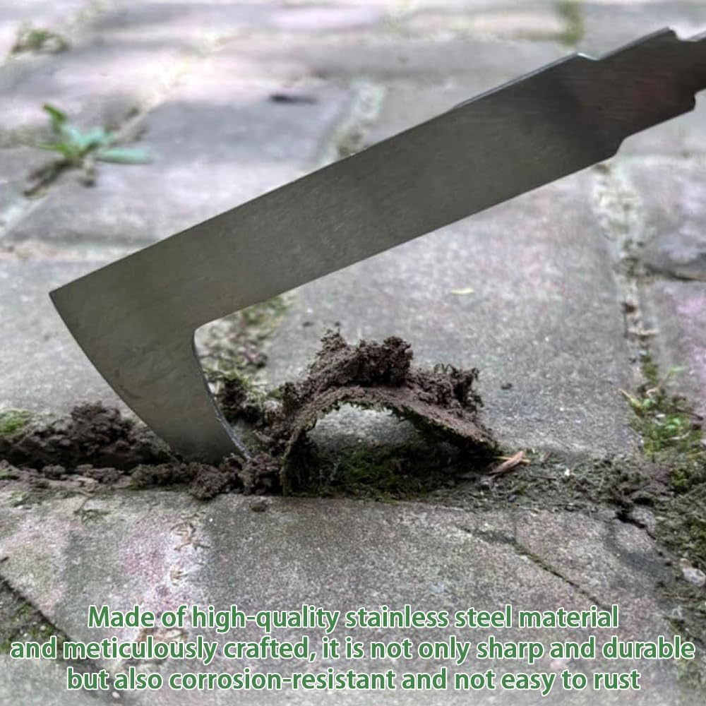 3-Piece Weeding Tool Set, Stainless Steel Digging Grass Tool, Paving Slab Moss Removal, L-Shaped Gardening Crevice Weeding Sickle, for Lawn Edger and Driveway