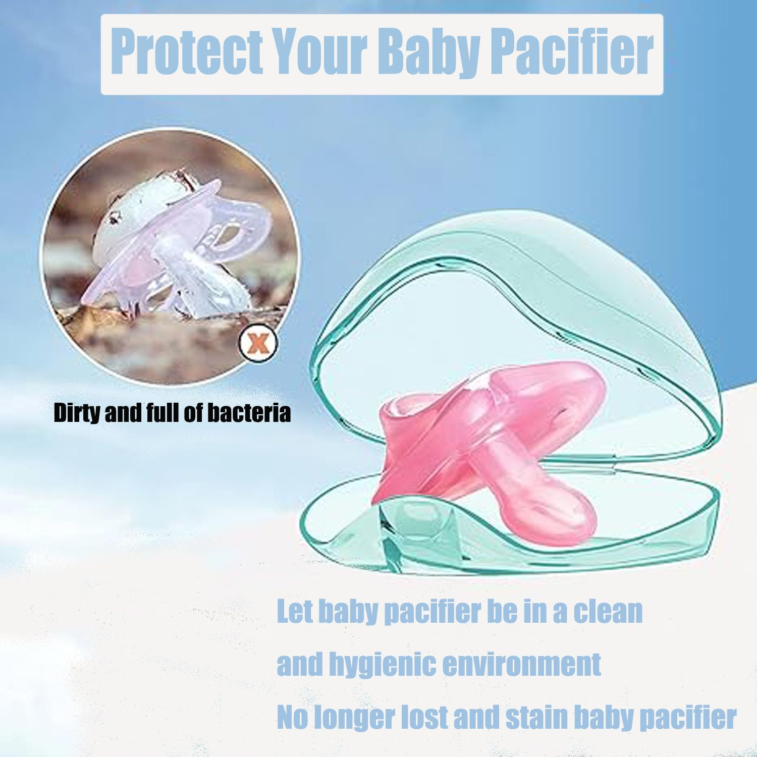 Mtxorvix Pacifier Case, Universal Accessories Holders, Transparent Pacifier Case with String, 4 Colors Dummy Holder Case Soother Pod, Bpa-Free Nipple Shield Case for Infant, Travel, Home(8 Pack) image number 2