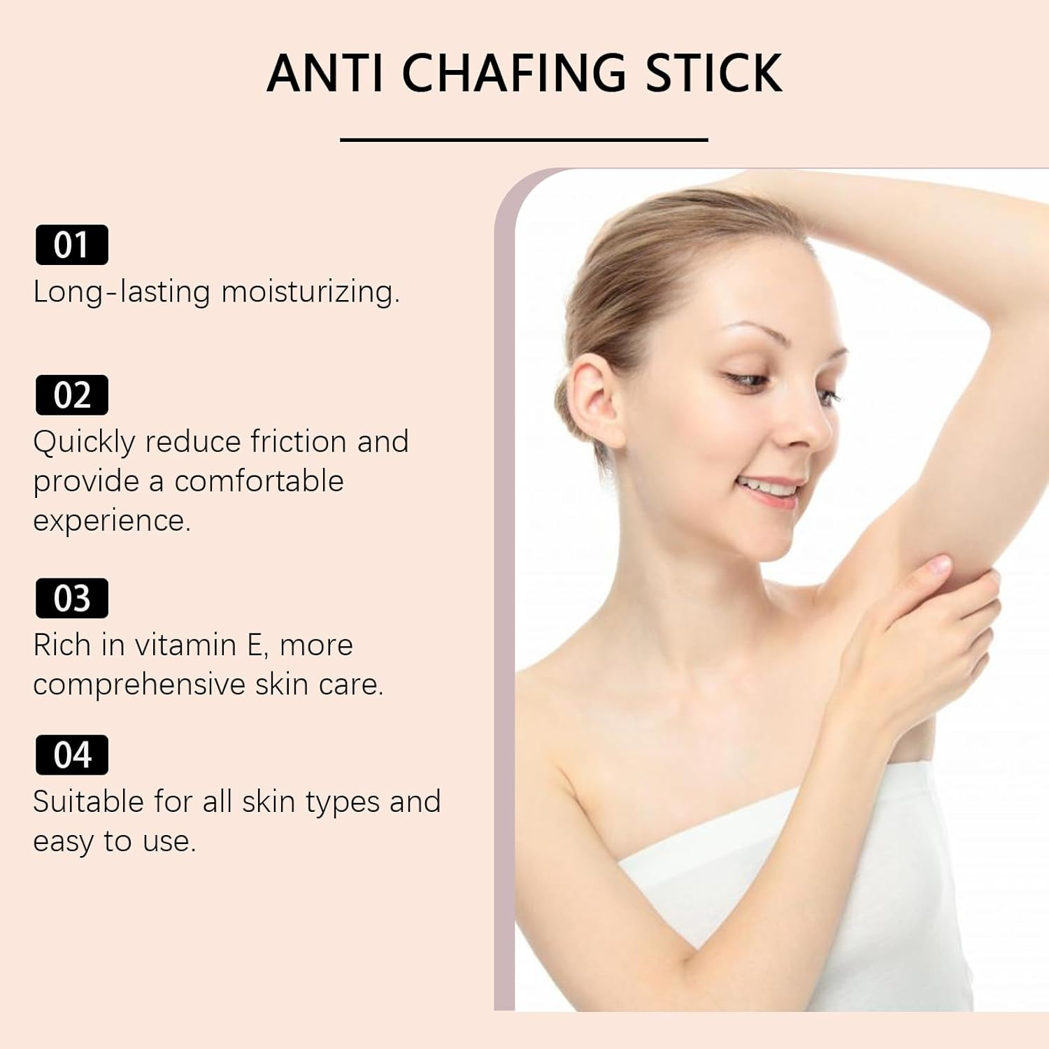 Anti-Chafing Moisturising Stick, Long-Lasting, Non-Greasy, Vitamin E Enriched, 30G image number 5